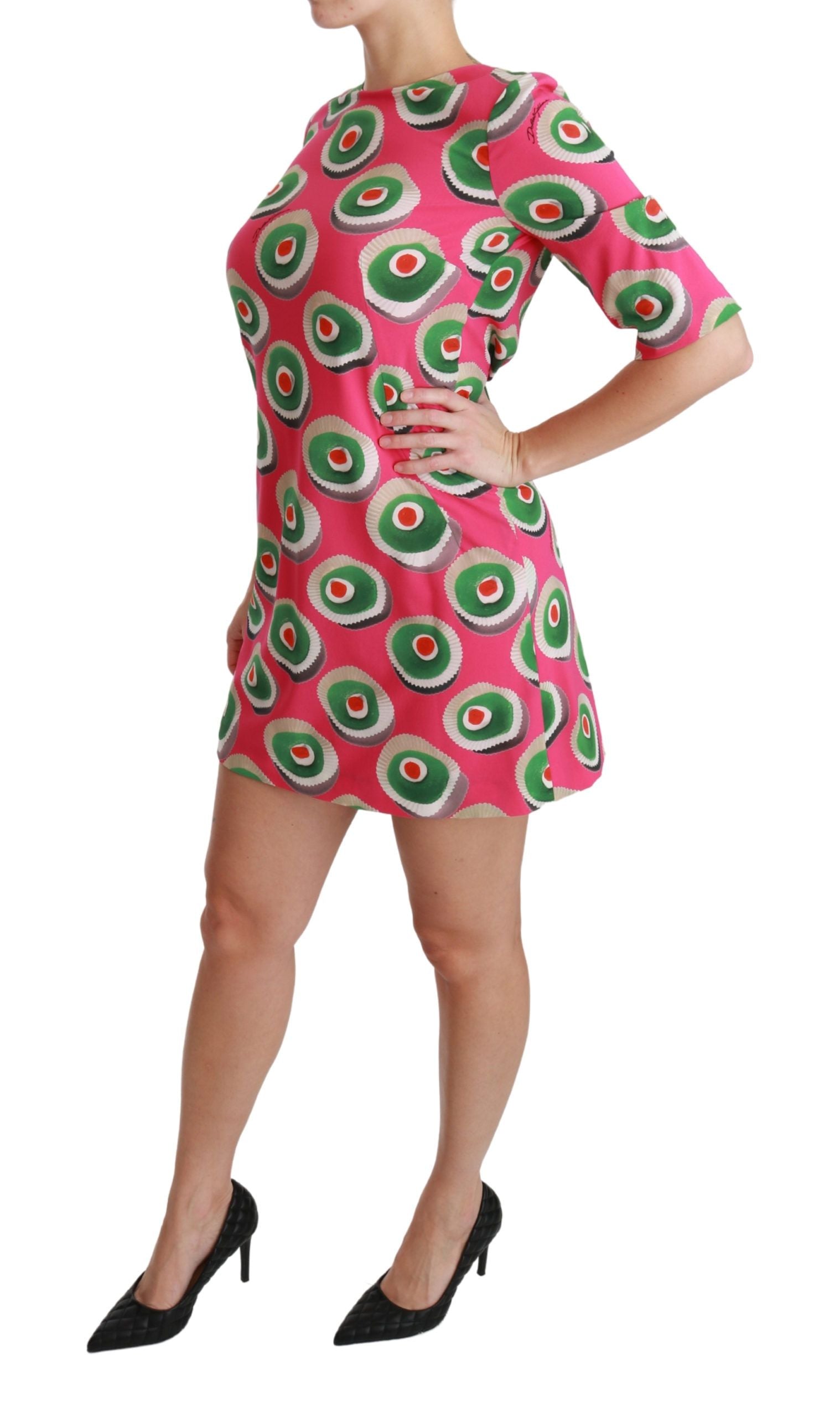 Dolce & Gabbana Pink Silk Cup Cake Shift Stretch Dress - Whispers Of Wisdom Clothing