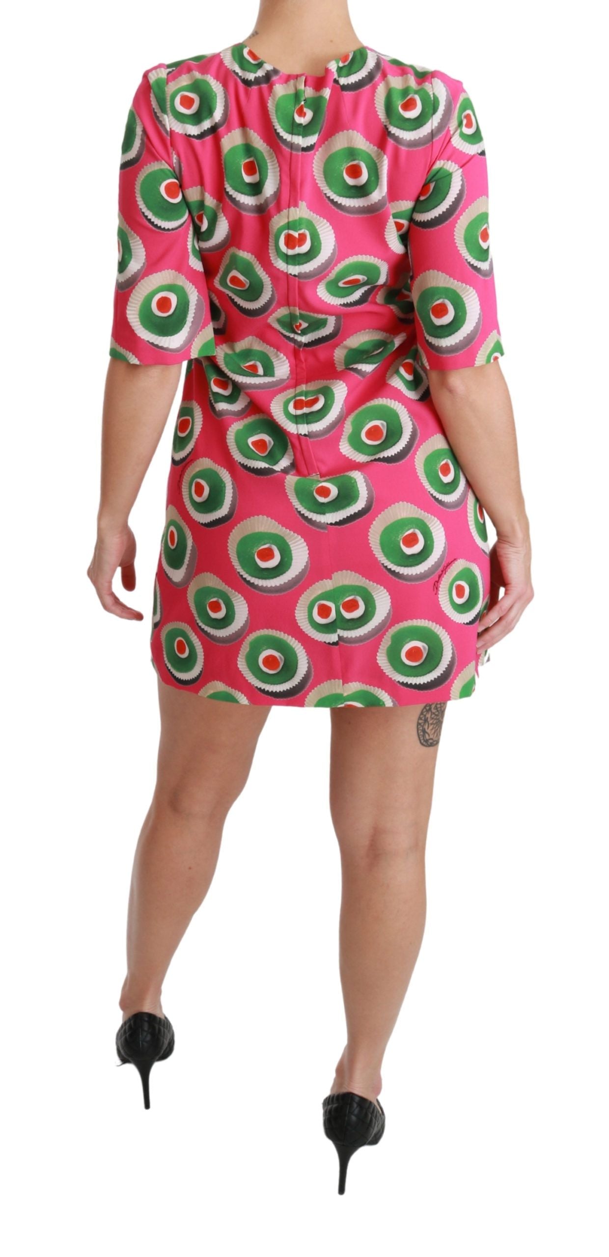Dolce & Gabbana Pink Silk Cup Cake Shift Stretch Dress - Whispers Of Wisdom Clothing