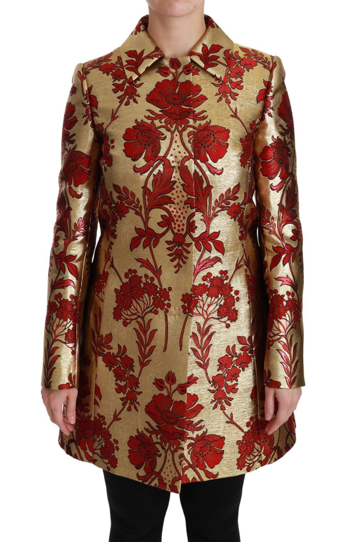 Dolce & Gabbana Red Gold Floral Brocade Cape Coat Jacket - Whispers Of Wisdom Clothing