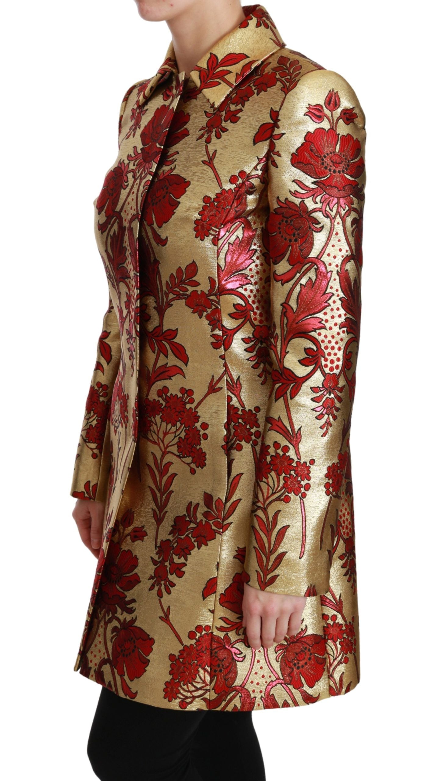 Dolce & Gabbana Red Gold Floral Brocade Cape Coat Jacket - Whispers Of Wisdom Clothing