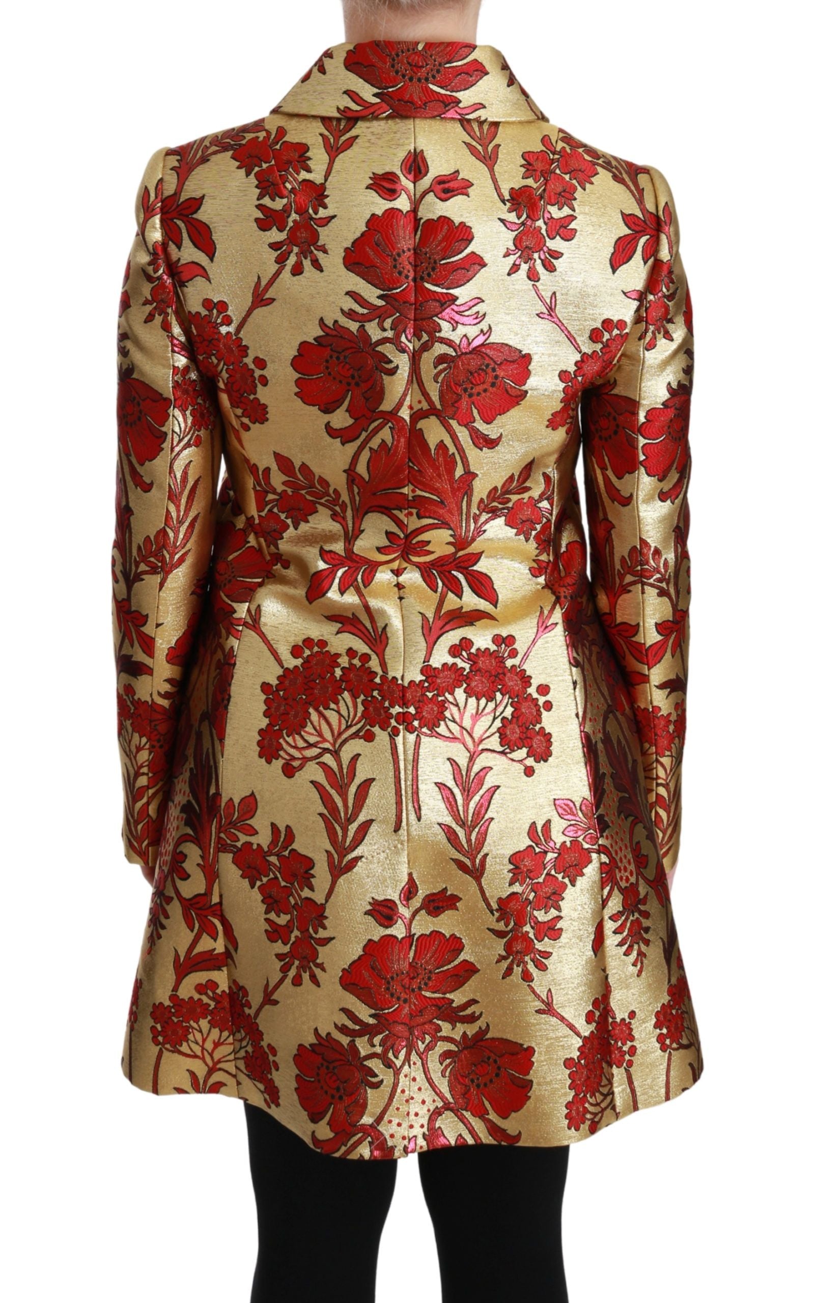 Dolce & Gabbana Red Gold Floral Brocade Cape Coat Jacket - Whispers Of Wisdom Clothing