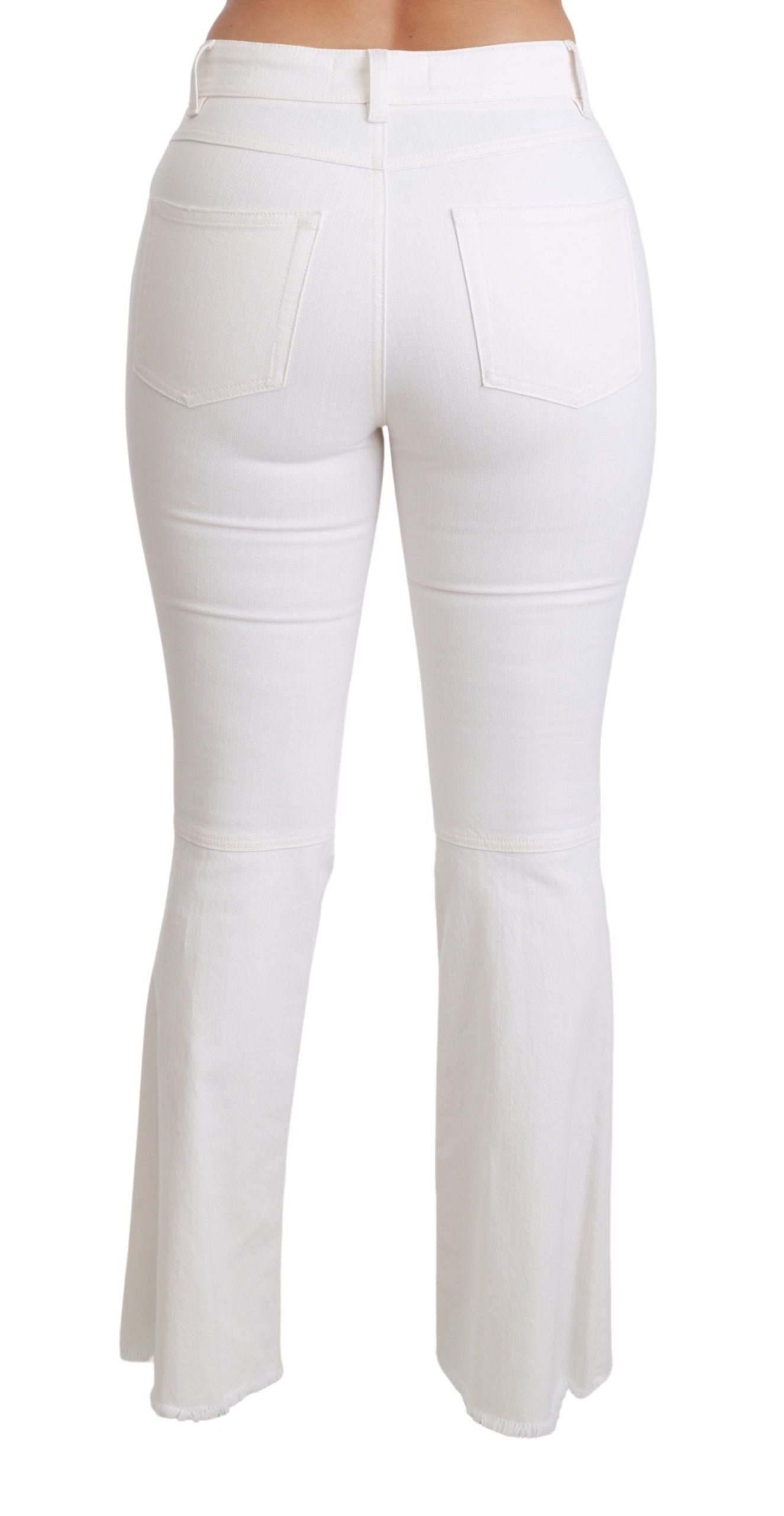 Dolce & Gabbana White Heart Flared Stretch Cotton Pants - Whispers Of Wisdom Clothing