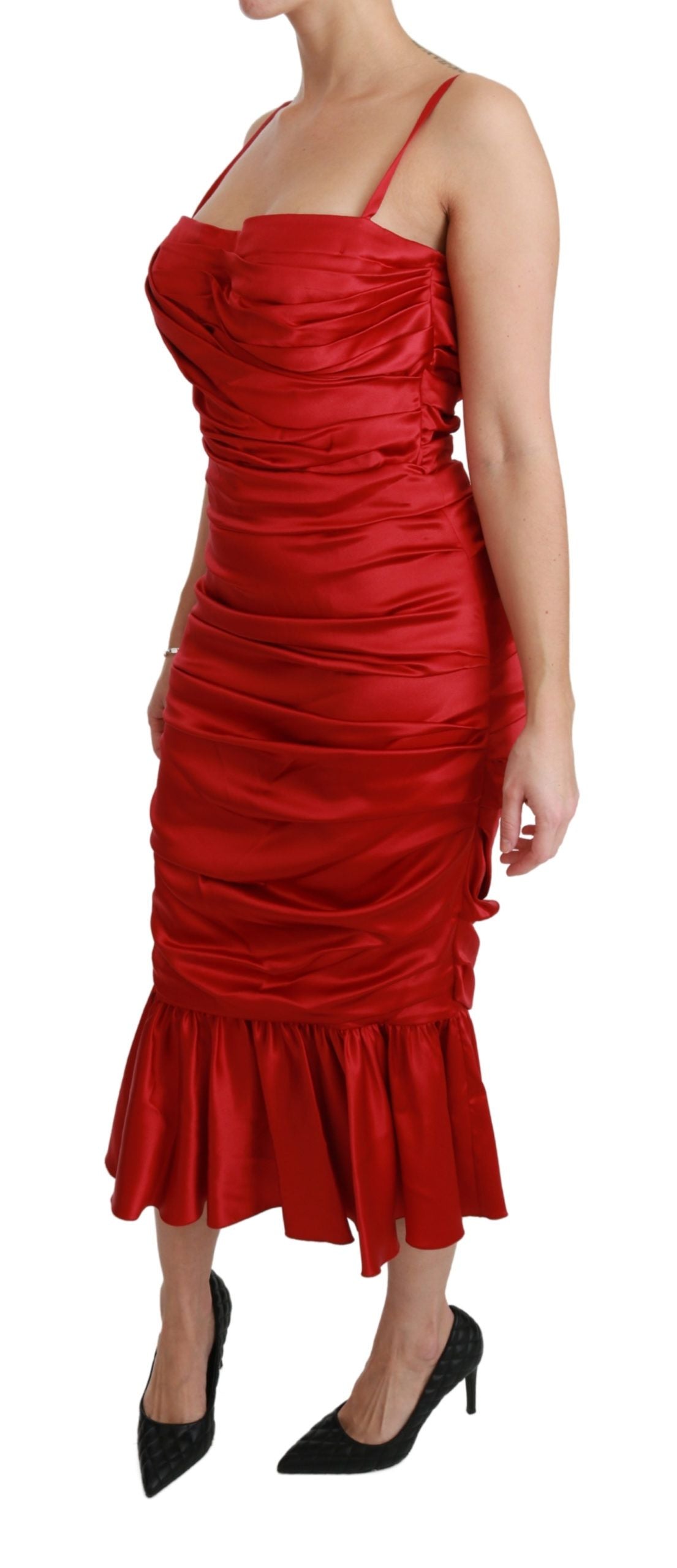 Dolce & Gabbana Red Silk Stretch Mermaid Bodycon Dress - Whispers Of Wisdom Clothing