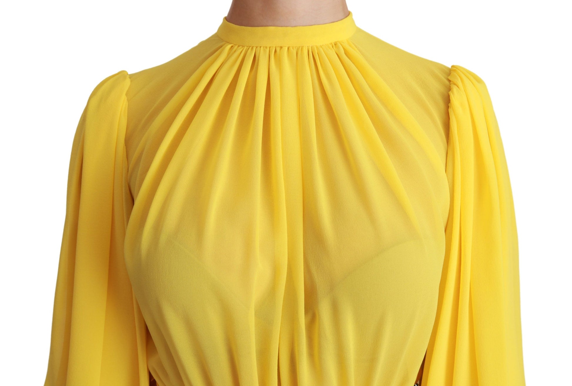 Dolce & Gabbana Yellow Pleated A-line Mini 100% Silk Dress - Whispers Of Wisdom Clothing