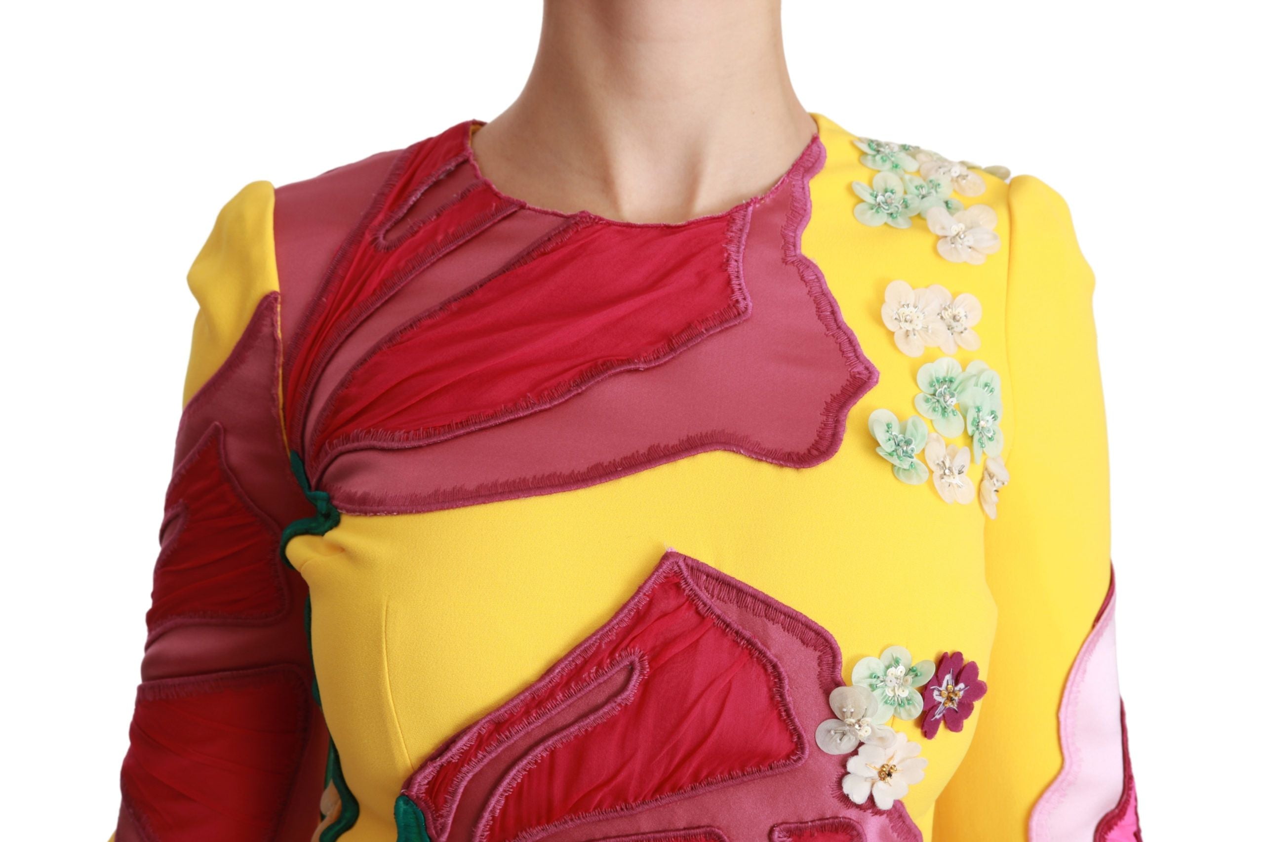 Dolce & Gabbana Yellow Floral Crystal Bodycon Sheath Dress - Whispers Of Wisdom Clothing