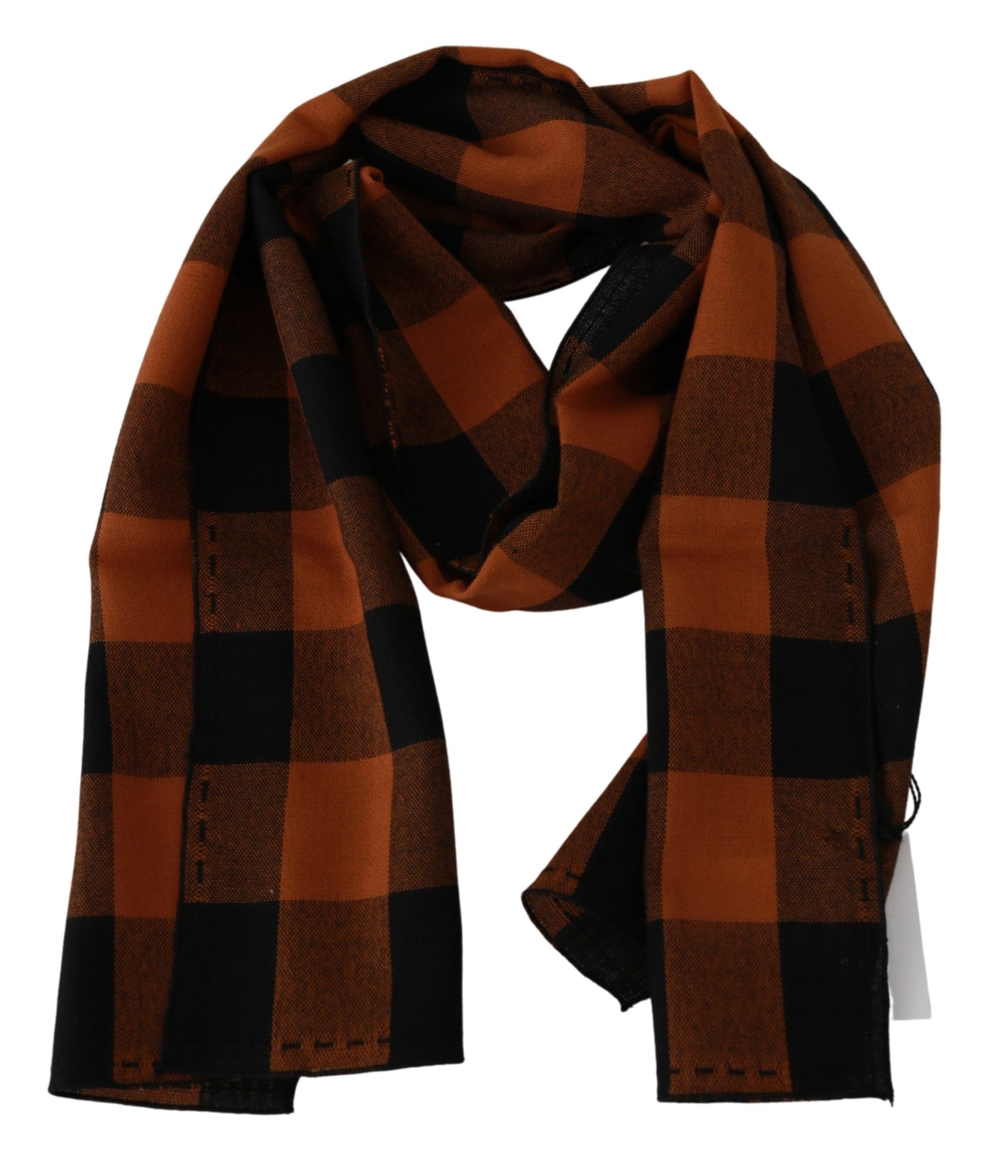 Costume National Orange Check Neck Wrap Shawl Scarf - Whispers Of Wisdom Clothing
