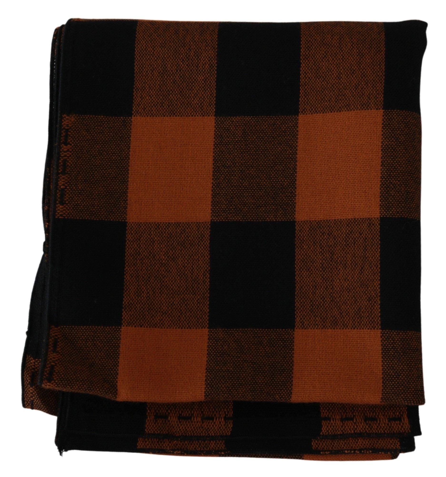 Costume National Orange Check Neck Wrap Shawl Scarf - Whispers Of Wisdom Clothing