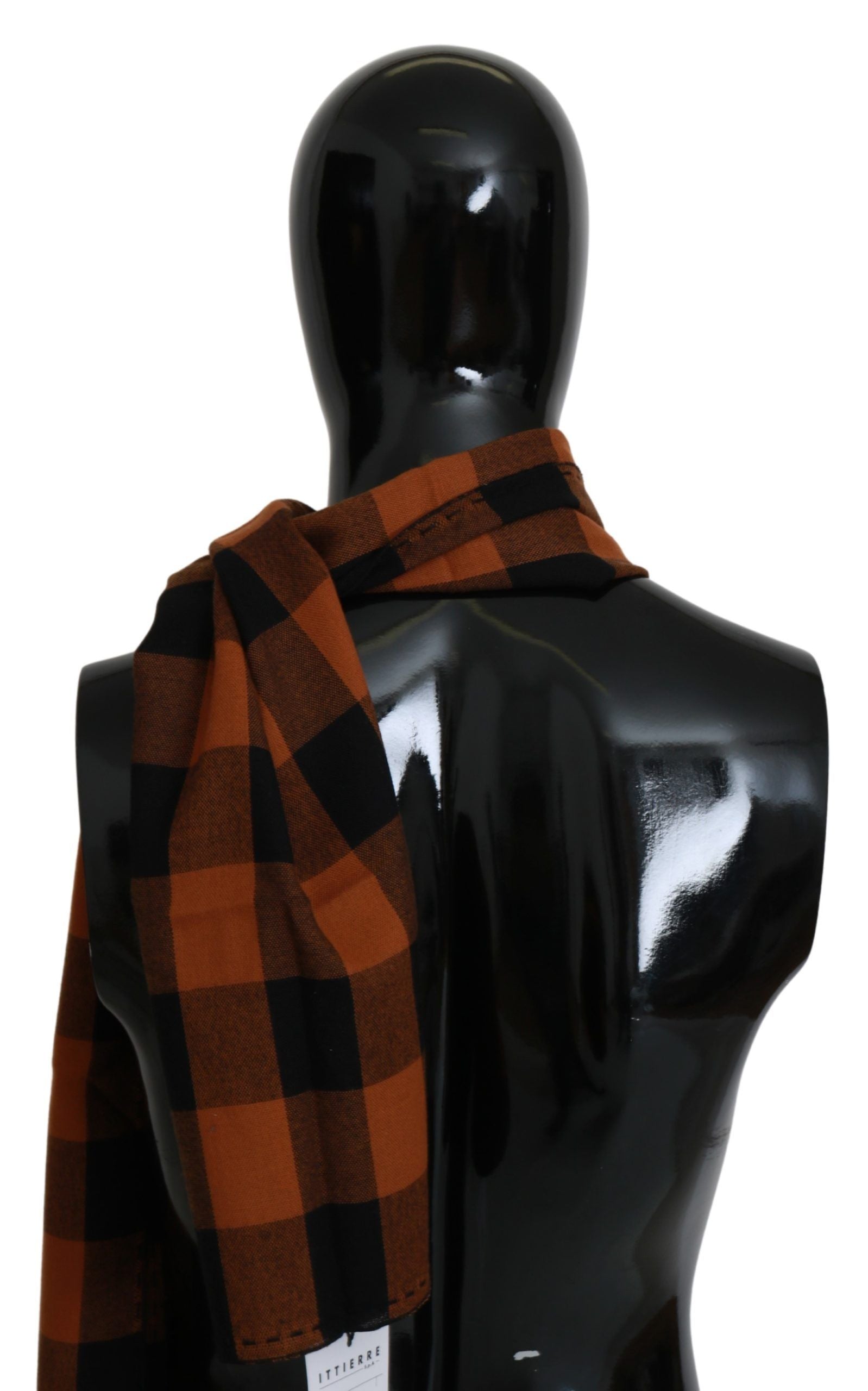 Costume National Orange Check Neck Wrap Shawl Scarf - Whispers Of Wisdom Clothing