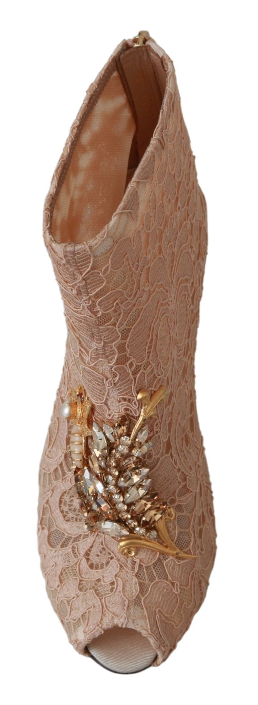 Dolce & Gabbana Pink Crystal Lace Booties Stilettos Shoes - Whispers Of Wisdom Clothing