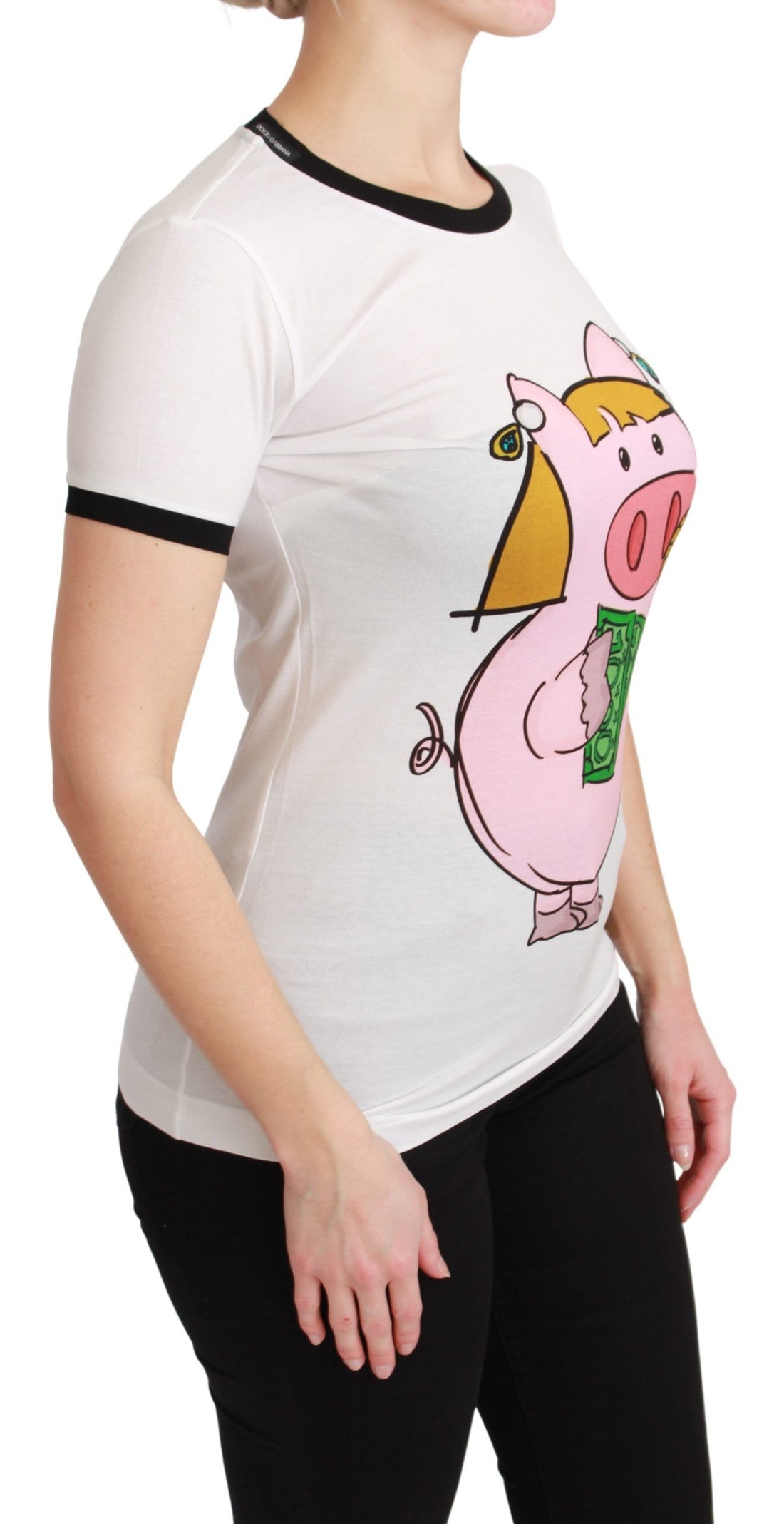Dolce & Gabbana White YEAR OF THE PIG Top Cotton T-shirt - Whispers Of Wisdom Clothing