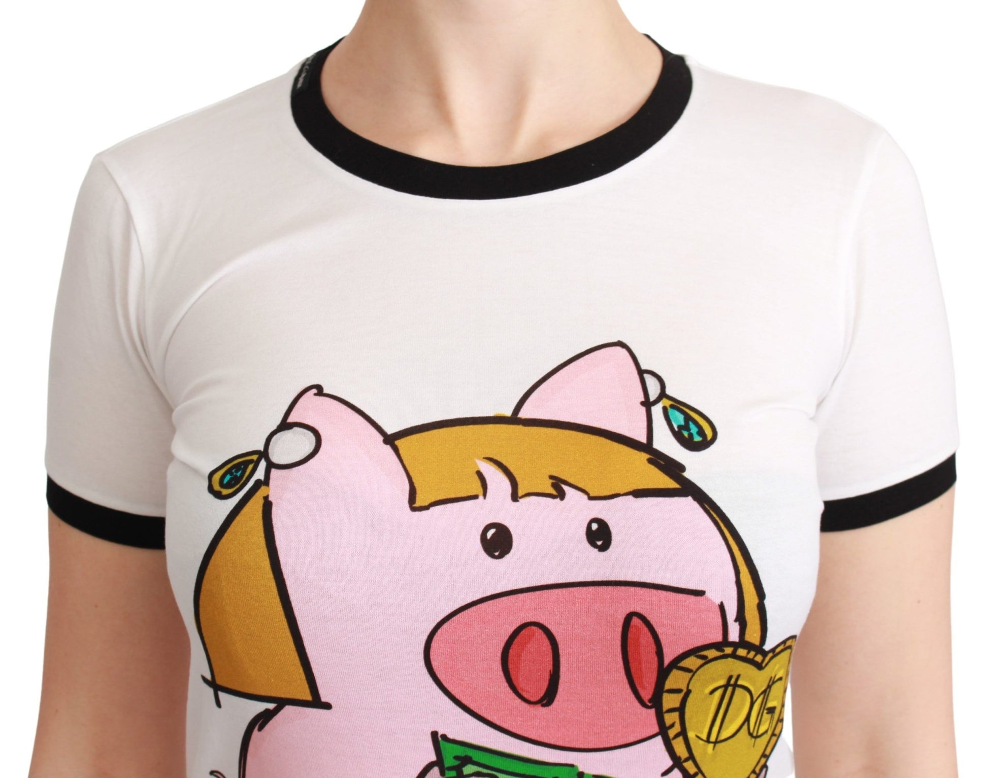 Dolce & Gabbana White YEAR OF THE PIG Top Cotton T-shirt - Whispers Of Wisdom Clothing