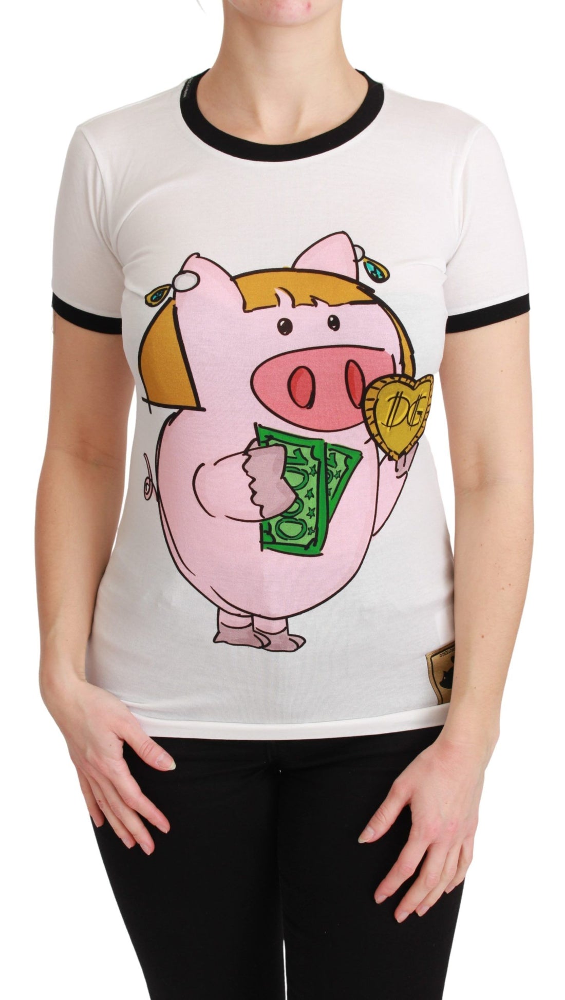 Dolce & Gabbana White YEAR OF THE PIG Top Cotton T-shirt - Whispers Of Wisdom Clothing