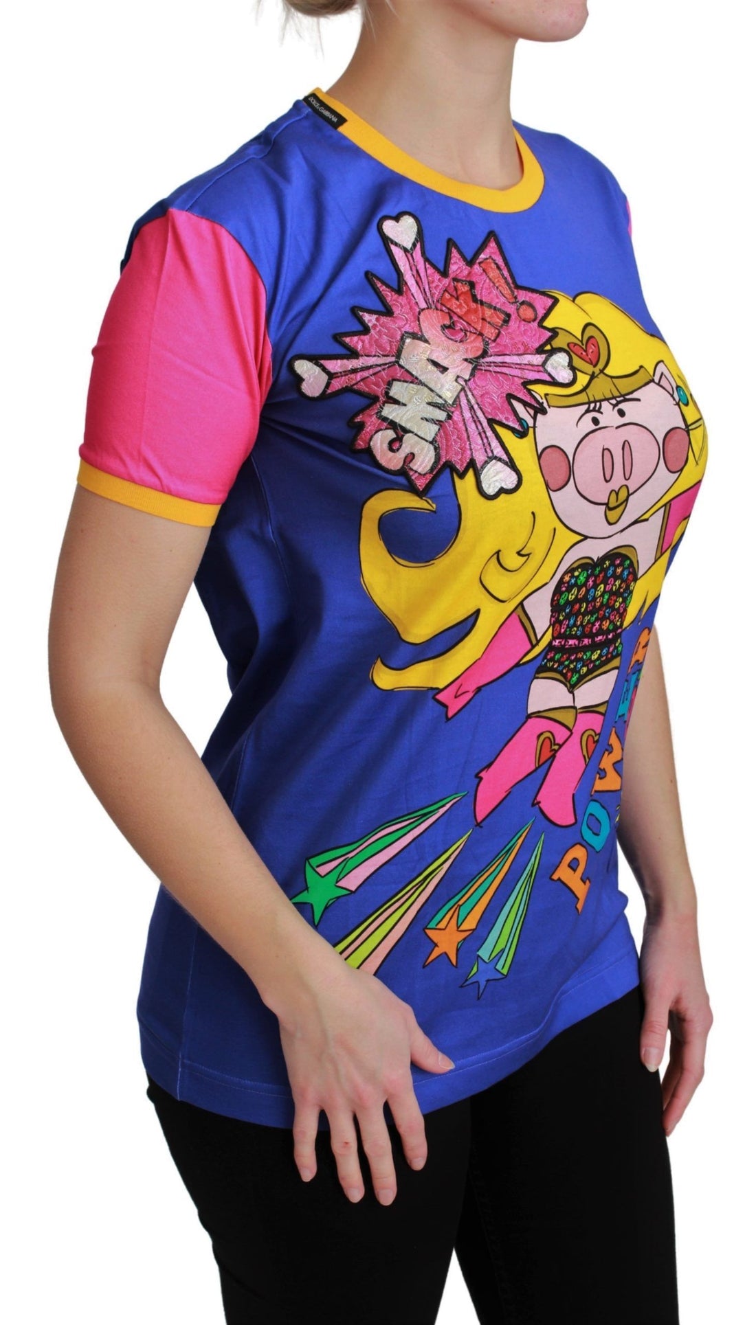 Dolce & Gabbana Purple PIG SUPERGIRL Top Cotton T-shirt - Whispers Of Wisdom Clothing