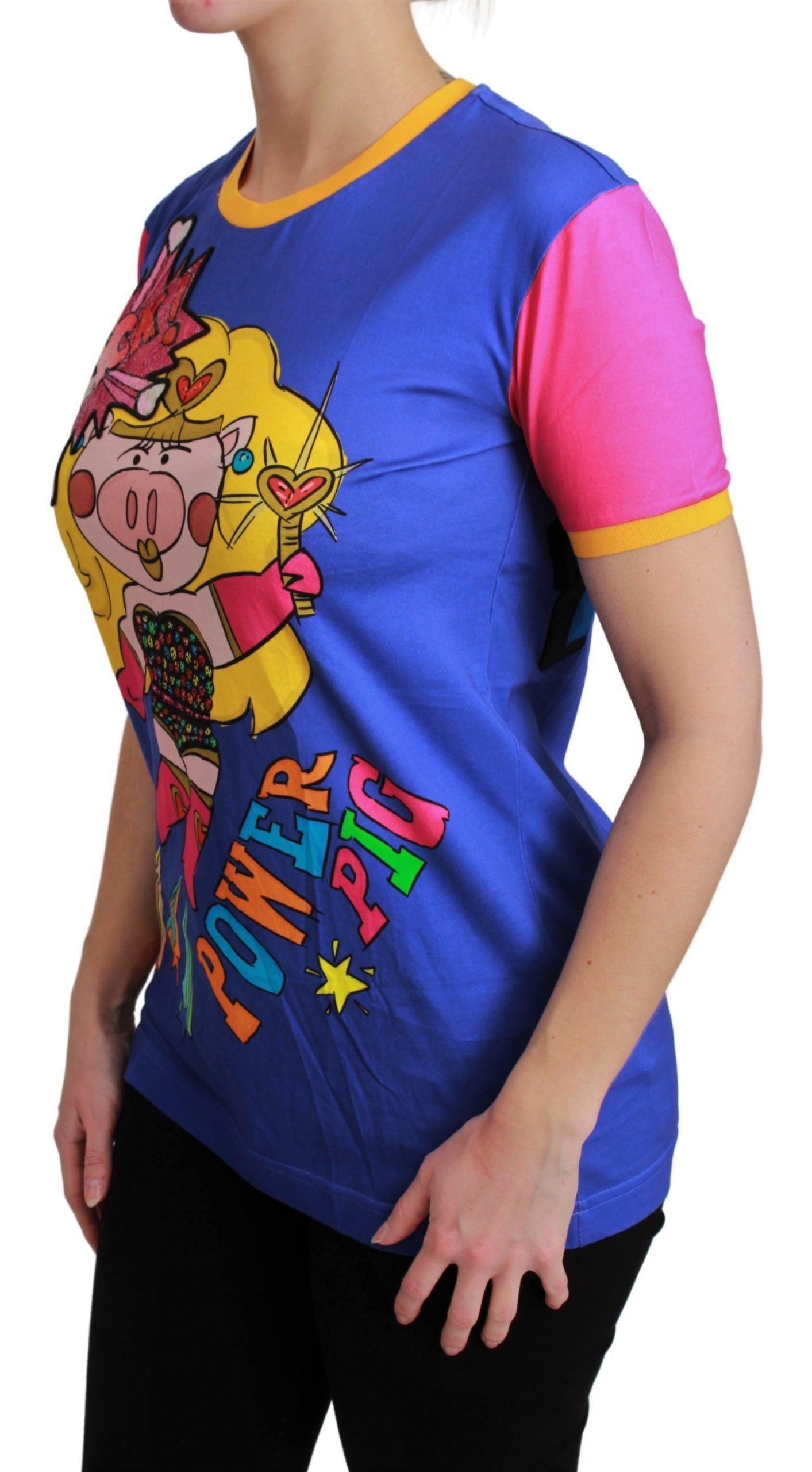 Dolce & Gabbana Purple PIG SUPERGIRL Top Cotton T-shirt - Whispers Of Wisdom Clothing