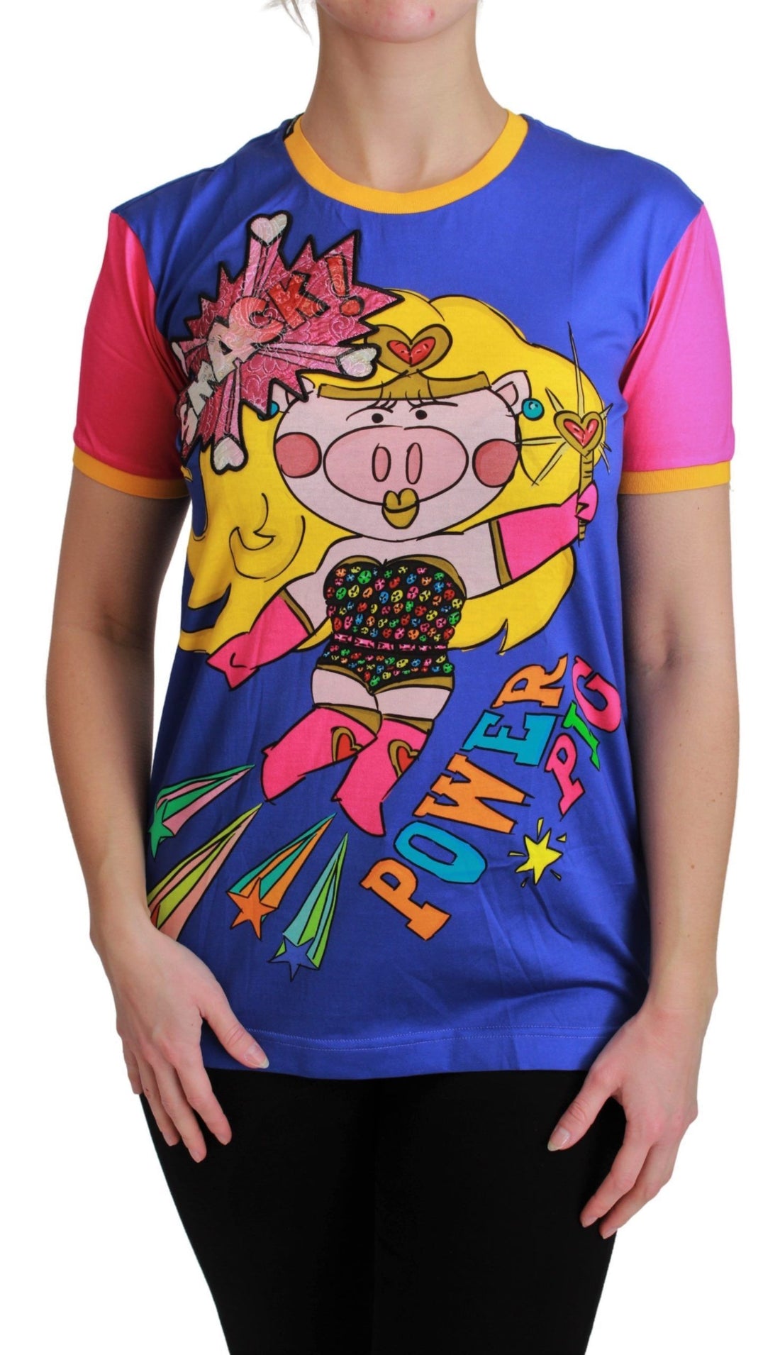 Dolce & Gabbana Purple PIG SUPERGIRL Top Cotton T-shirt - Whispers Of Wisdom Clothing