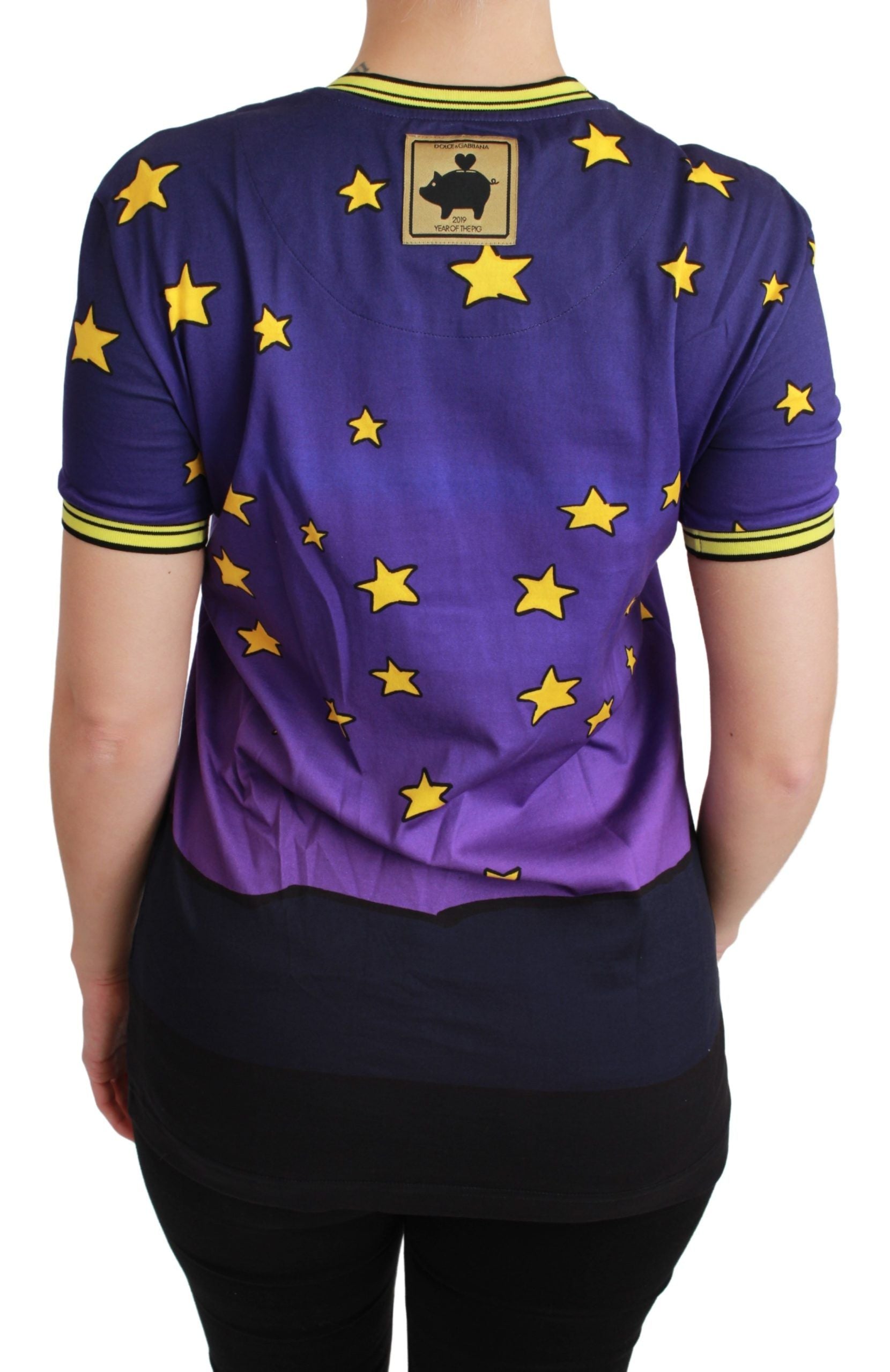 Dolce & Gabbana Purple YEAR OF THE PIG Top Cotton T-shirt - Whispers Of Wisdom Clothing