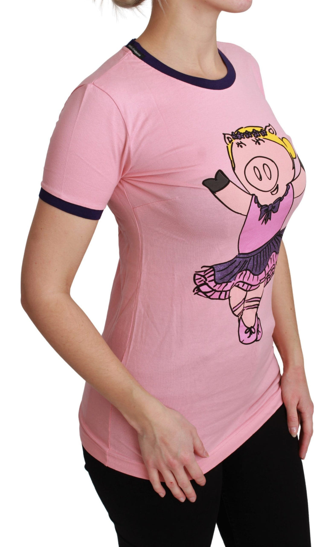 Dolce & Gabbana Pink YEAR OF THE PIG Top Cotton T-shirt - Whispers Of Wisdom Clothing