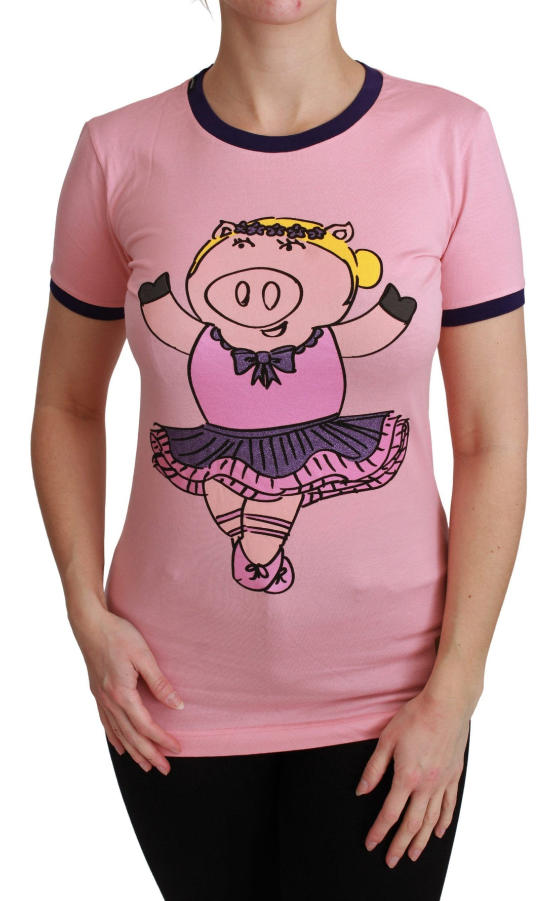 Dolce & Gabbana Pink YEAR OF THE PIG Top Cotton T-shirt - Whispers Of Wisdom Clothing