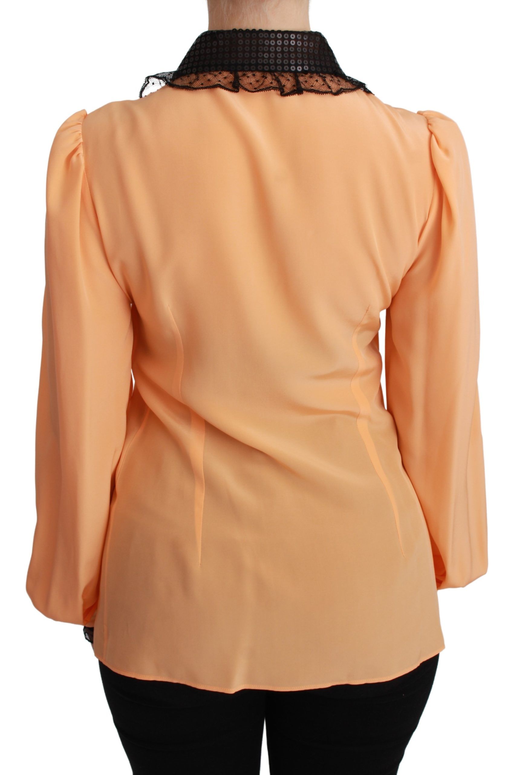 Dolce & Gabbana Yellow Silk Sequin Lace Blouse Shirt - Whispers Of Wisdom Clothing