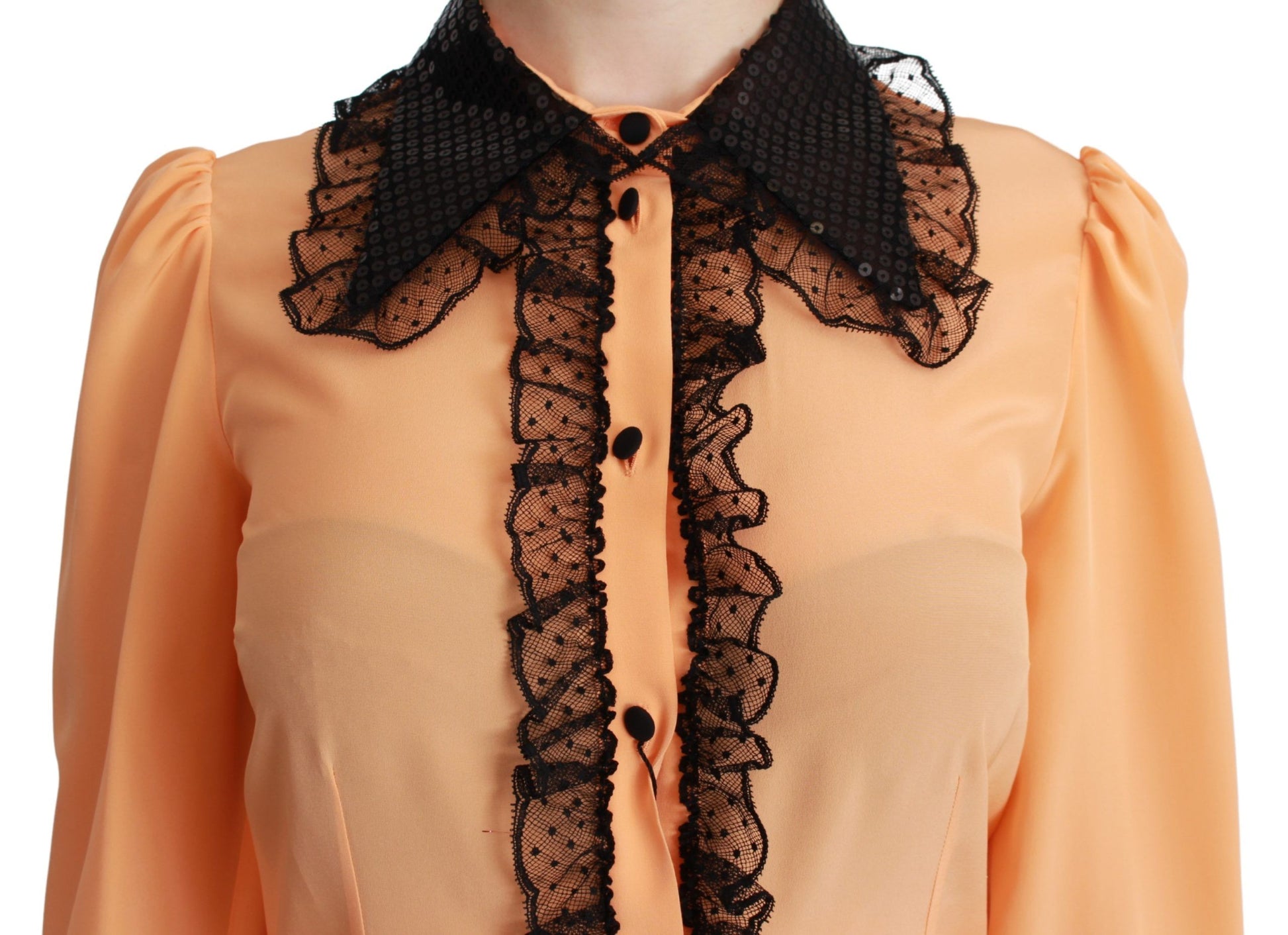 Dolce & Gabbana Yellow Silk Sequin Lace Blouse Shirt - Whispers Of Wisdom Clothing