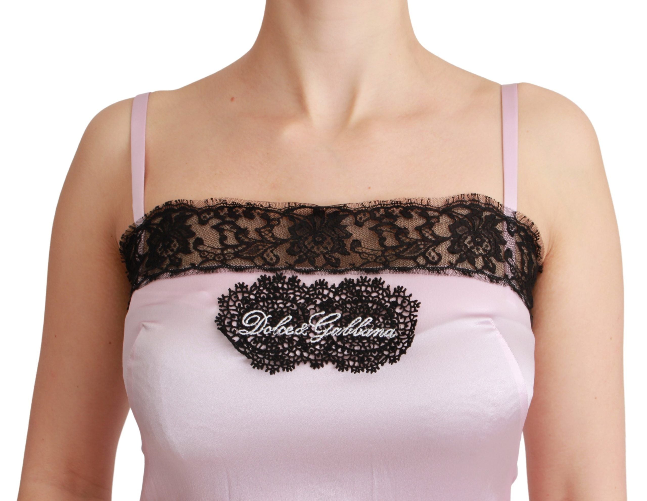 Dolce & Gabbana Silk Black Lace Top Pink Tank Blouse - Whispers Of Wisdom Clothing