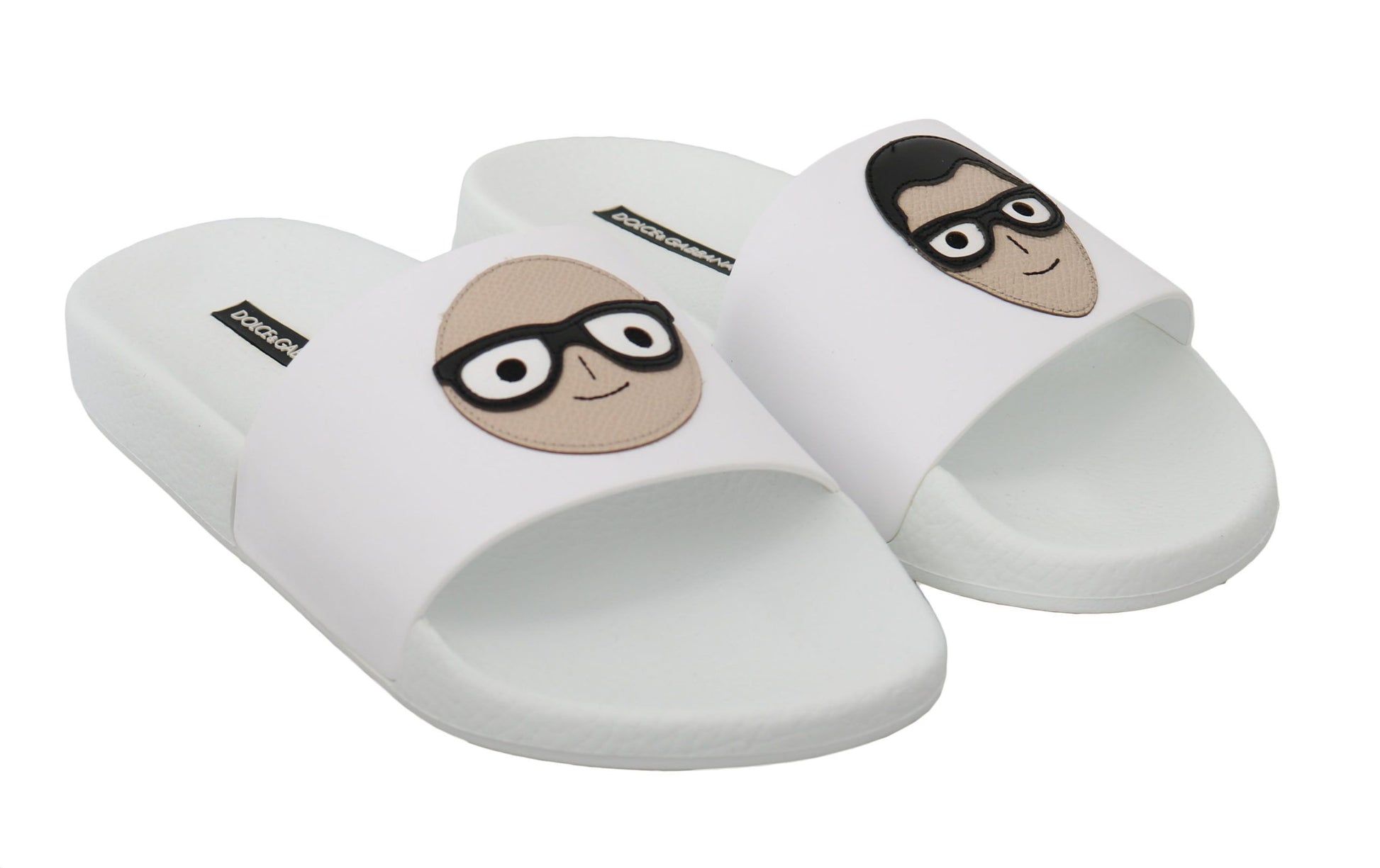 Dolce & Gabbana White Leather #dgfamily Slides Shoes Sandals - Whispers Of Wisdom Clothing