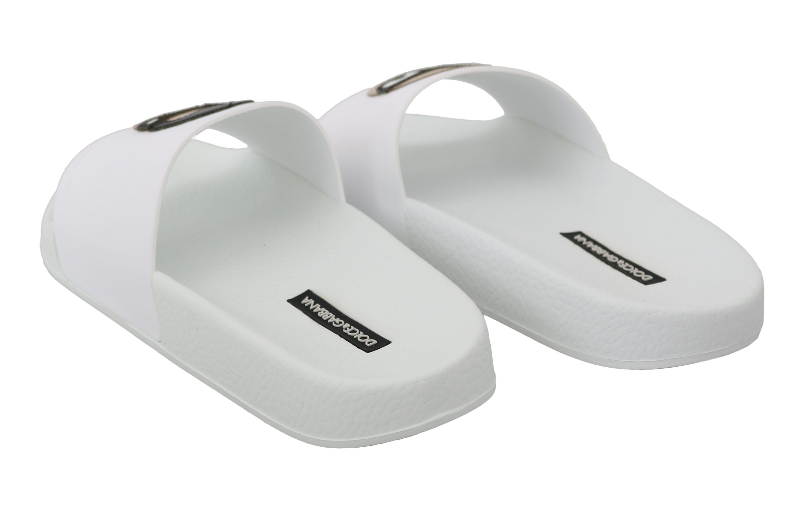 Dolce & Gabbana White Leather #dgfamily Slides Shoes Sandals - Whispers Of Wisdom Clothing
