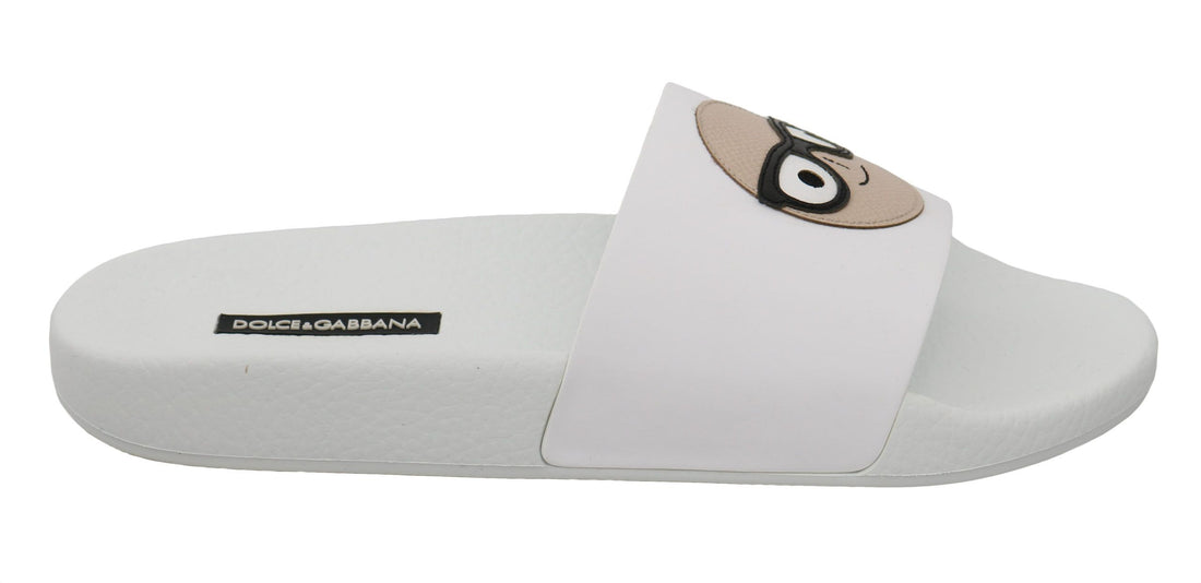 Dolce & Gabbana White Leather #dgfamily Slides Shoes Sandals - Whispers Of Wisdom Clothing