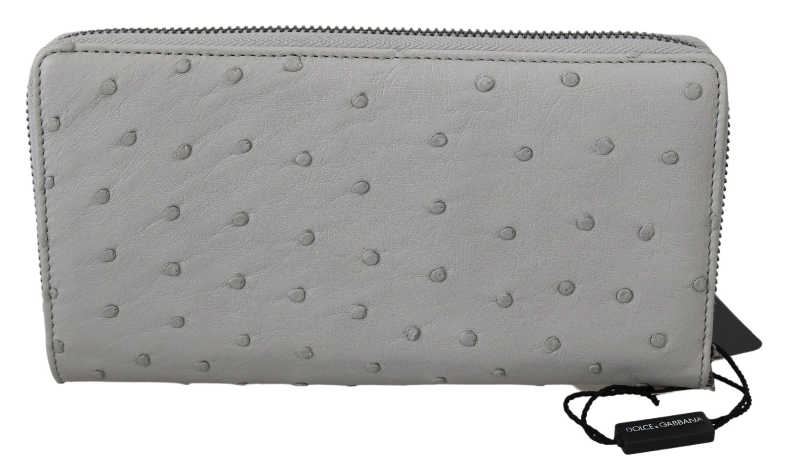 Dolce & Gabbana White Ostrich Leather Continental Mens Clutch Wallet - Whispers Of Wisdom Clothing