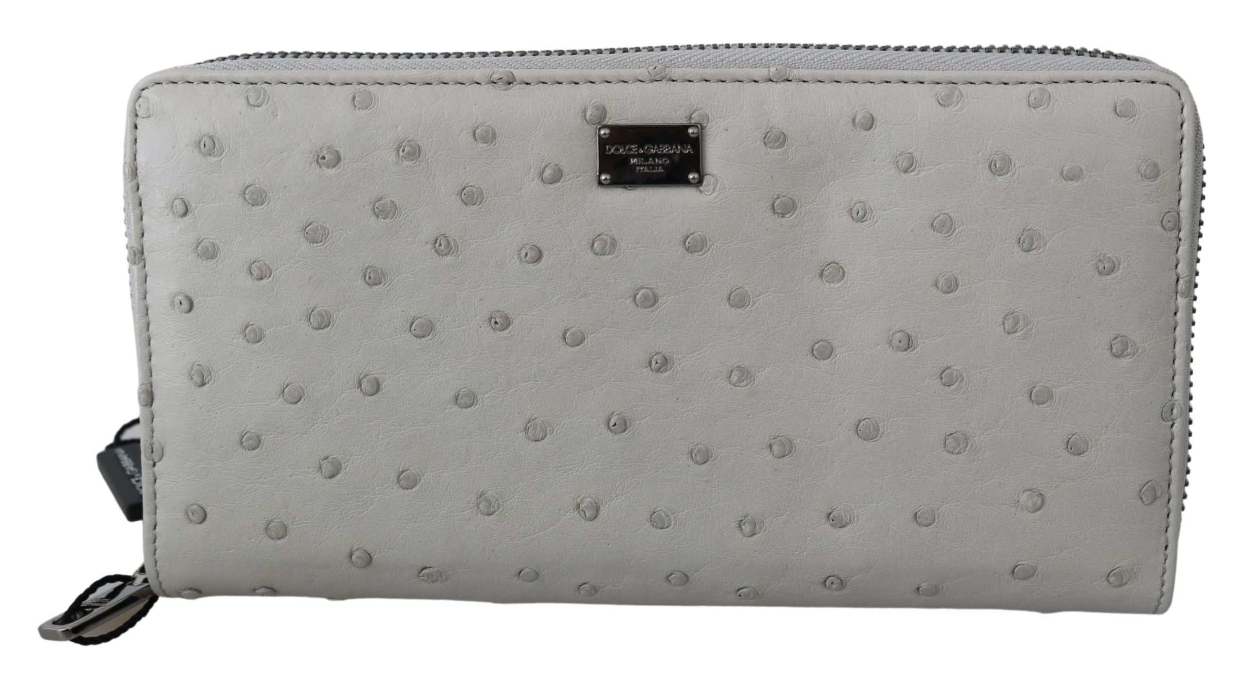 Dolce & Gabbana White Ostrich Leather Continental Mens Clutch Wallet - Whispers Of Wisdom Clothing