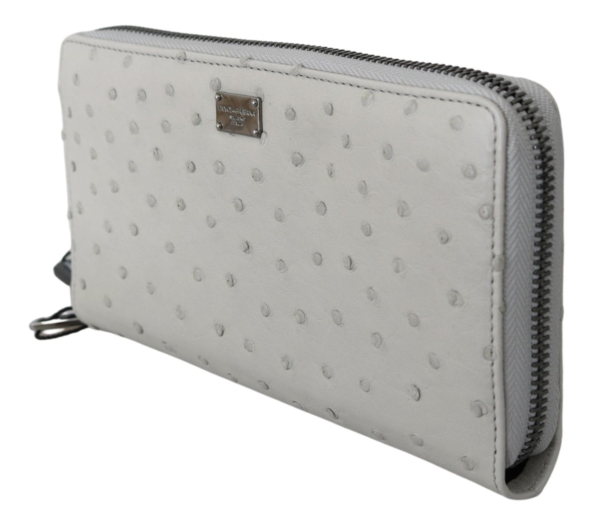 Dolce & Gabbana White Ostrich Leather Continental Mens Clutch Wallet - Whispers Of Wisdom Clothing