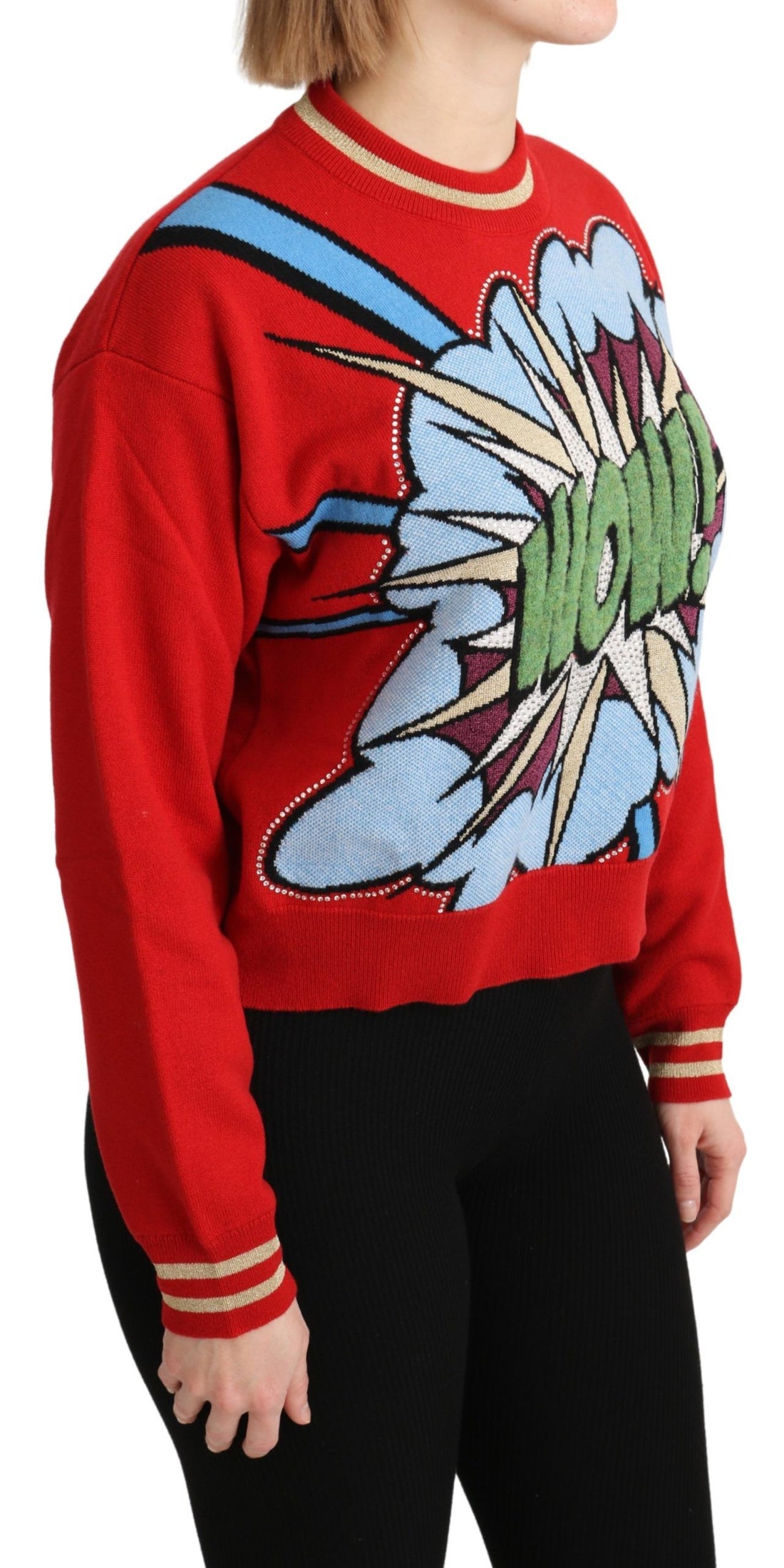 Dolce & Gabbana Red Knitted Cashmere Cartoon Top Sweater - Whispers Of Wisdom Clothing