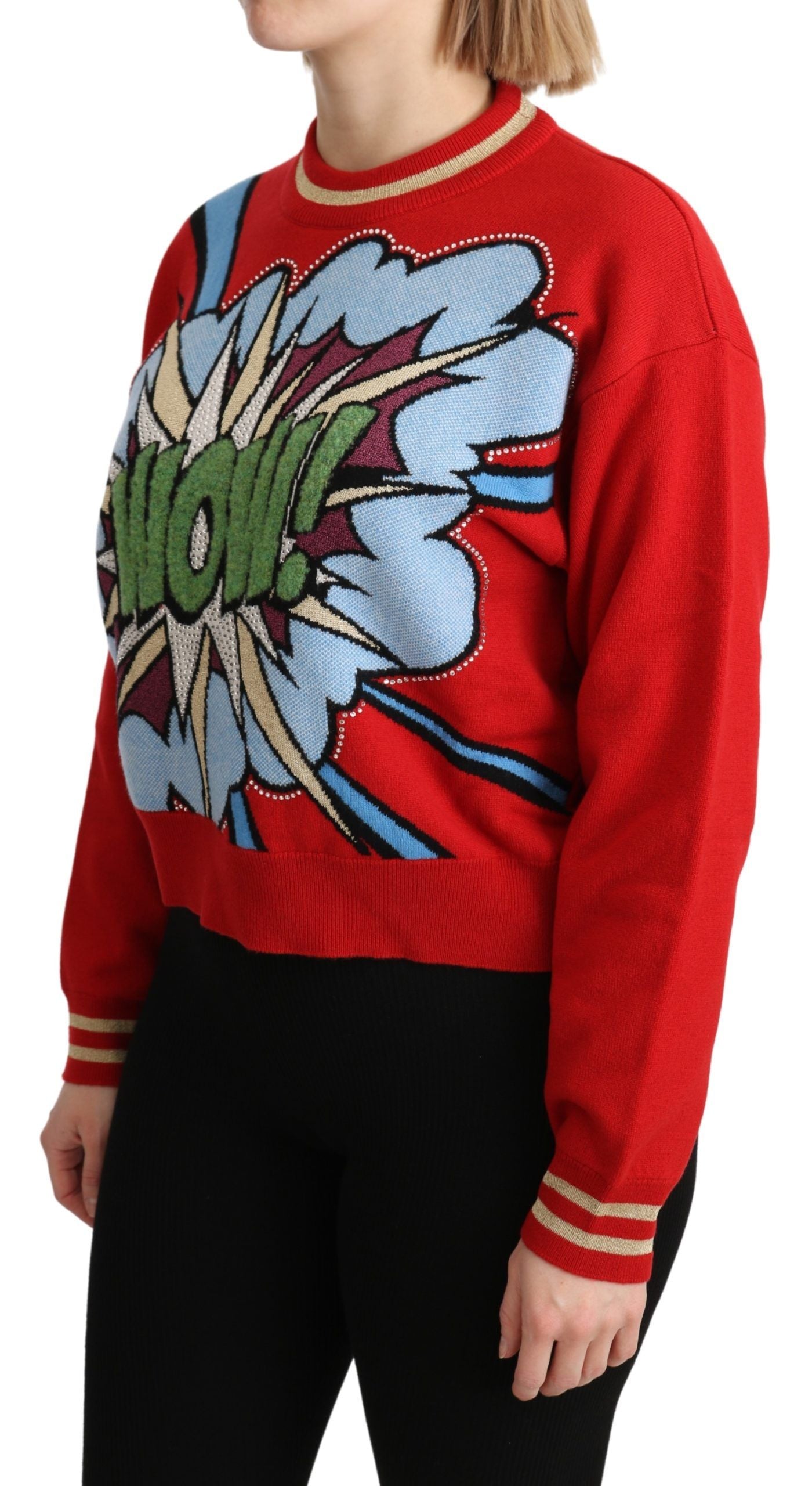 Dolce & Gabbana Red Knitted Cashmere Cartoon Top Sweater - Whispers Of Wisdom Clothing