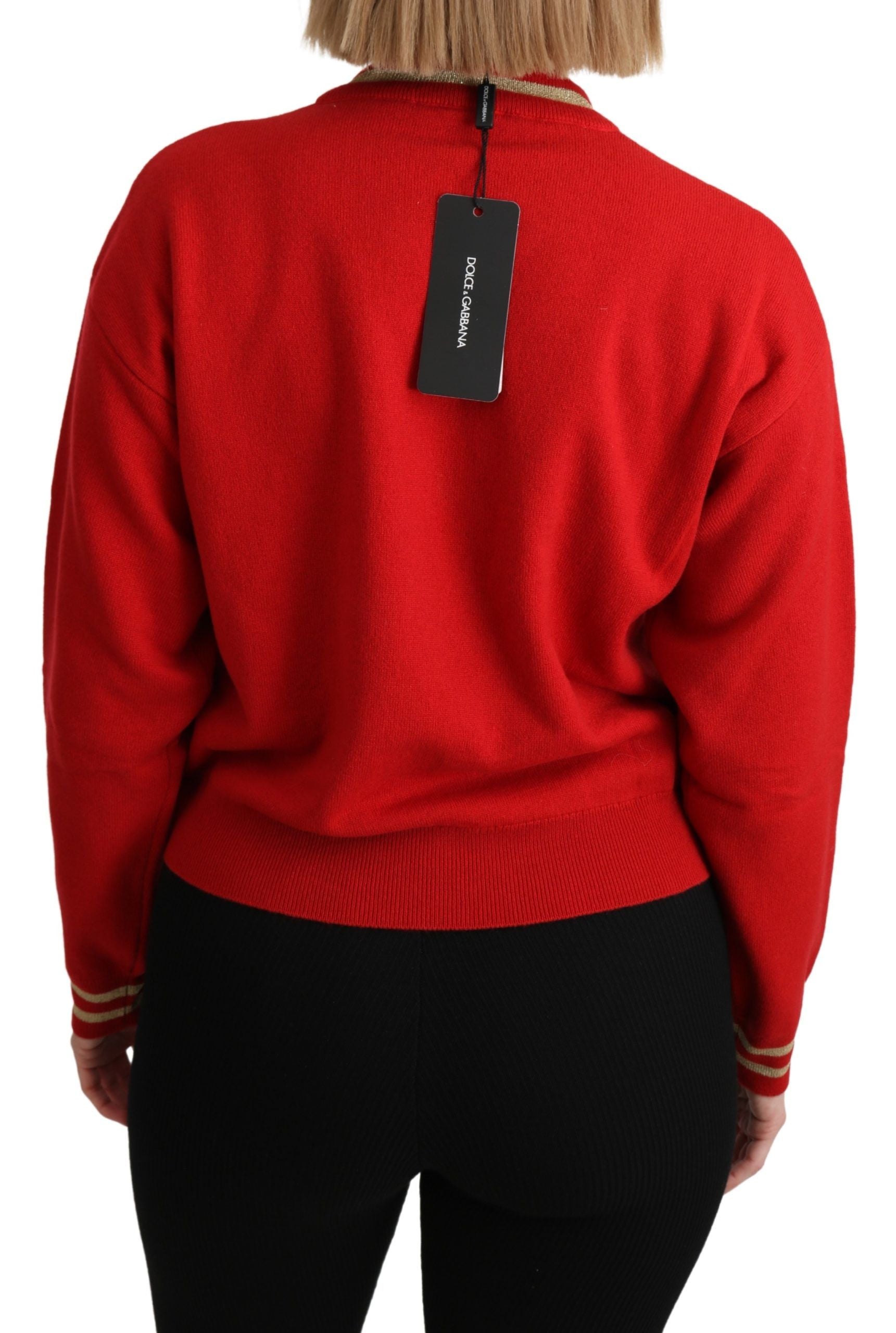 Dolce & Gabbana Red Knitted Cashmere Cartoon Top Sweater - Whispers Of Wisdom Clothing