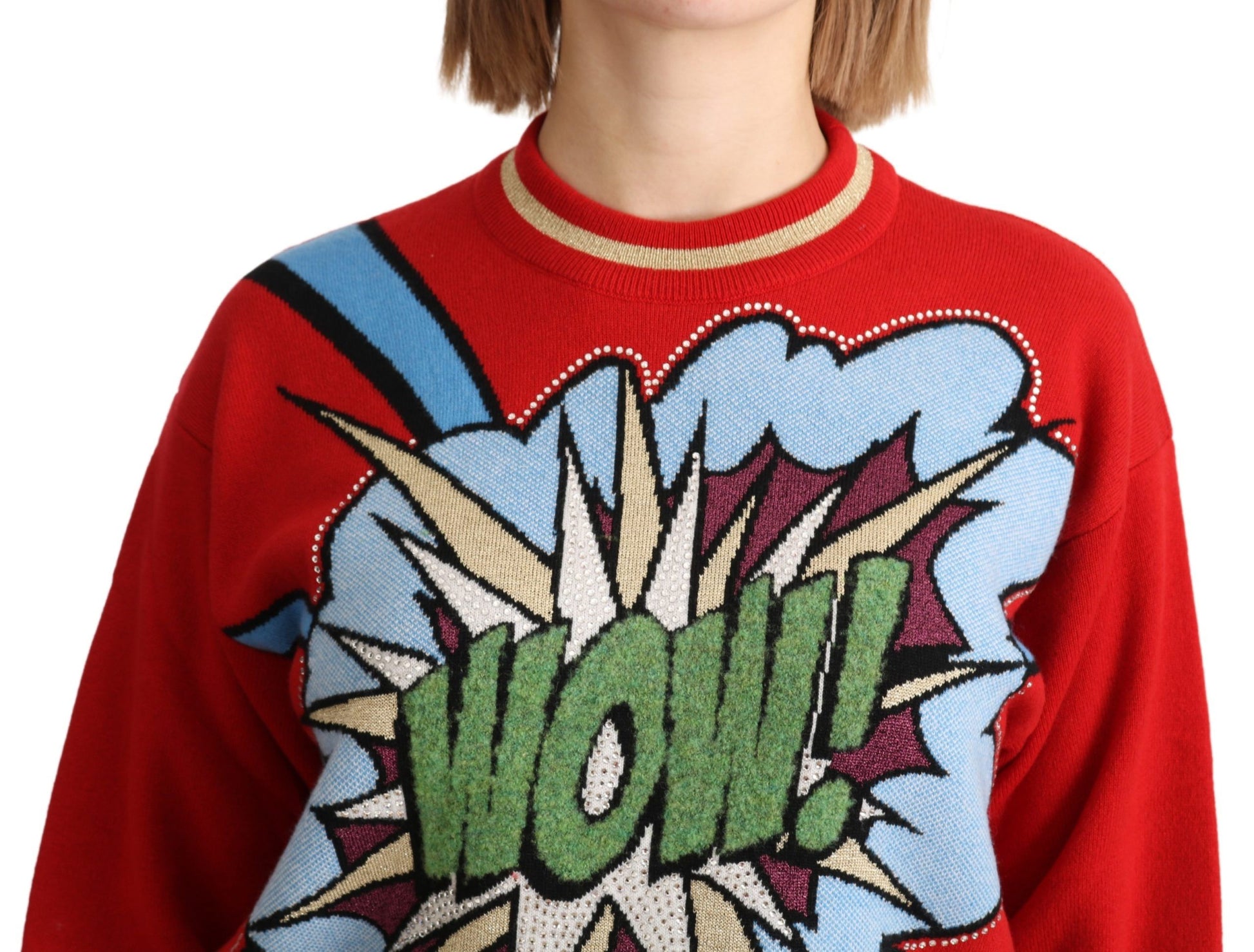Dolce & Gabbana Red Knitted Cashmere Cartoon Top Sweater - Whispers Of Wisdom Clothing