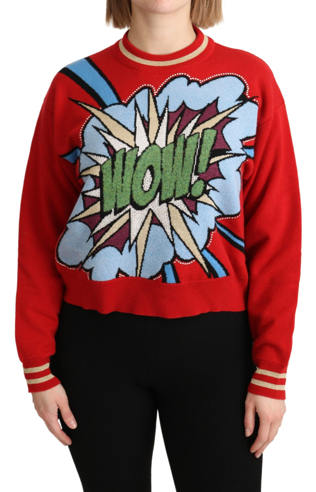 Dolce & Gabbana Red Knitted Cashmere Cartoon Top Sweater - Whispers Of Wisdom Clothing