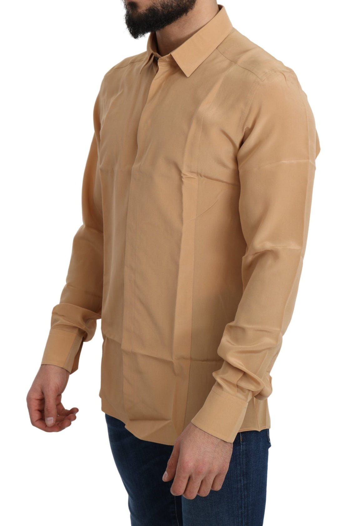 Dolce & Gabbana Yellow 100% Silk GOLD Top Slim Shirt - Whispers Of Wisdom Clothing