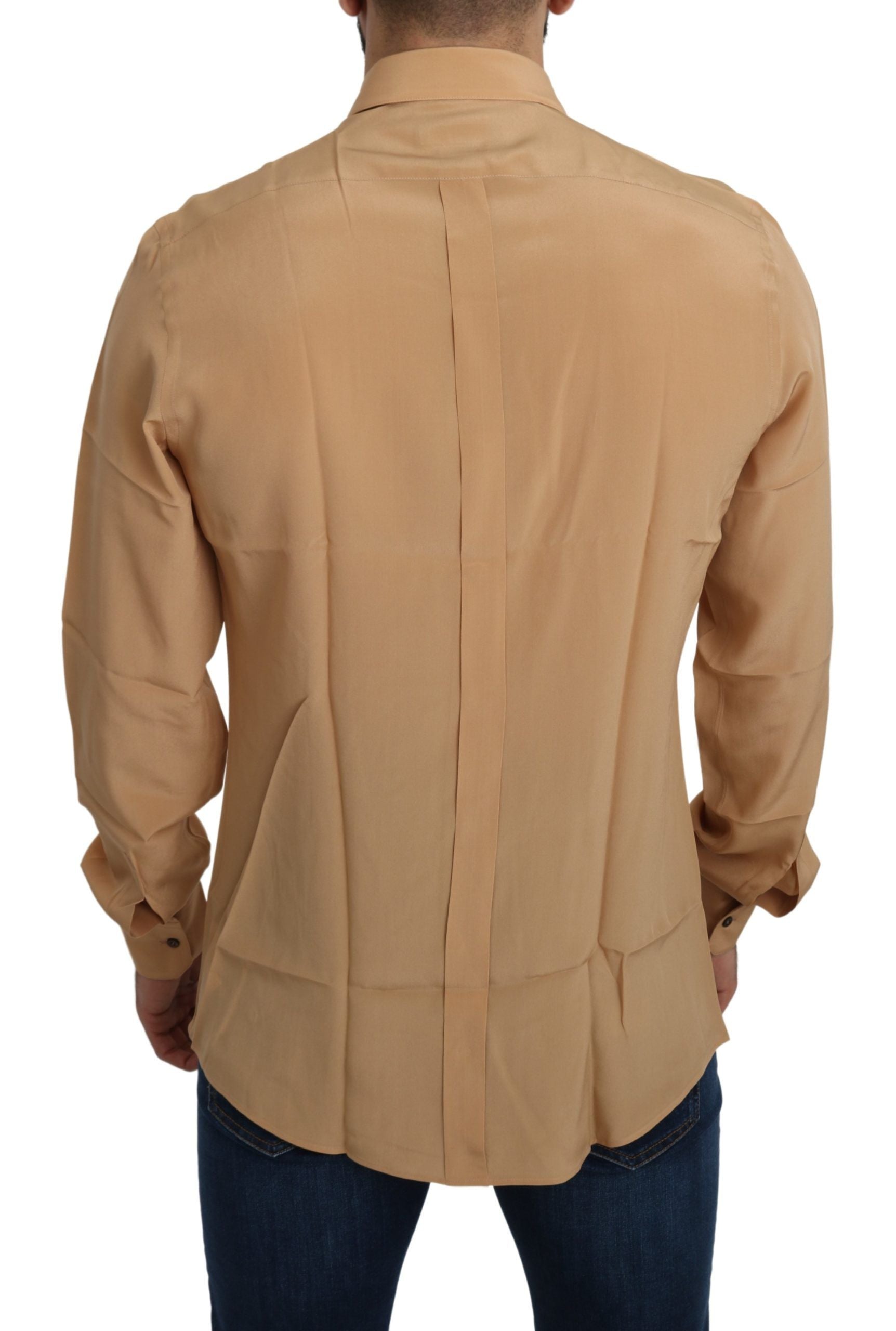 Dolce & Gabbana Yellow 100% Silk GOLD Top Slim Shirt - Whispers Of Wisdom Clothing