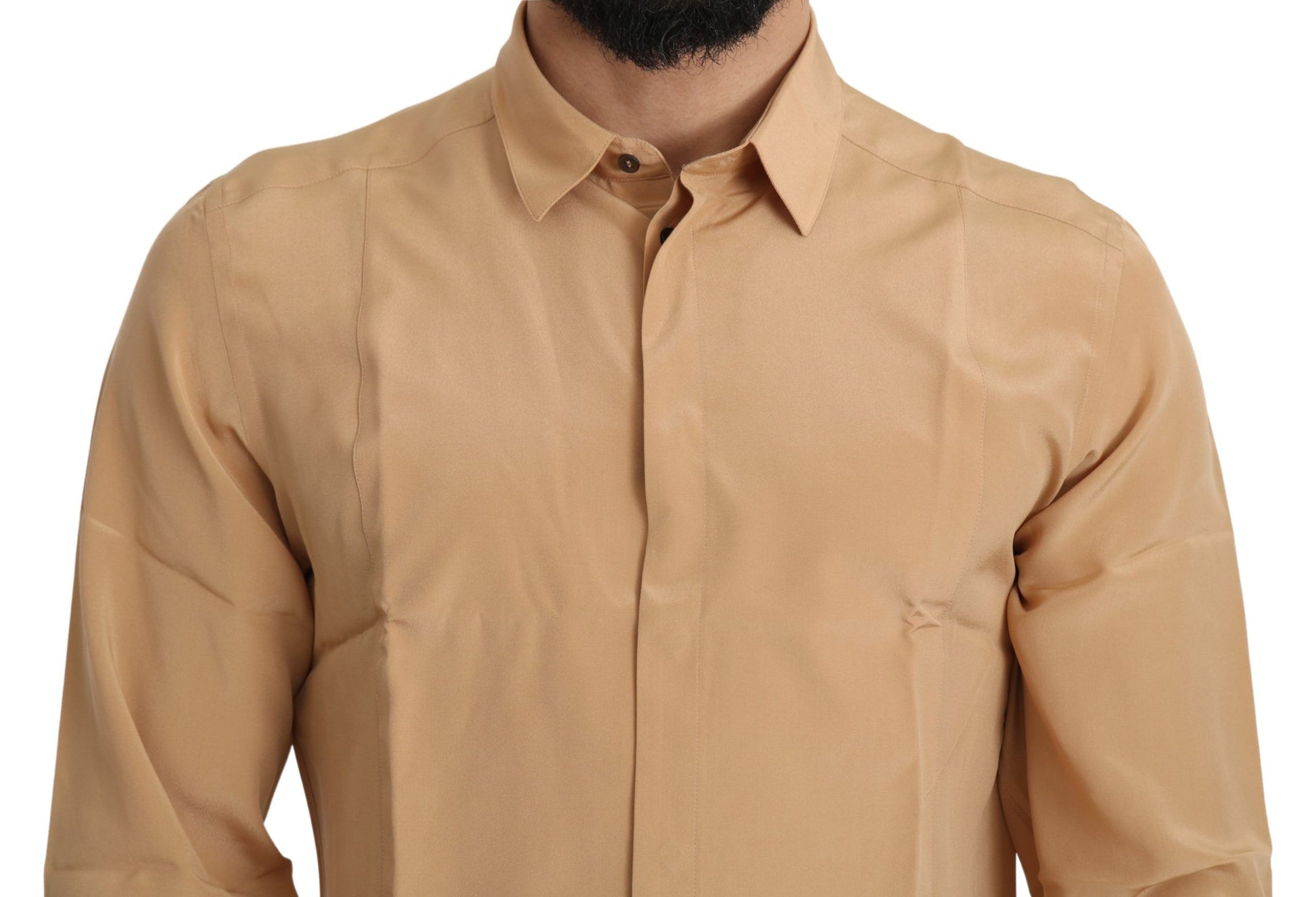 Dolce & Gabbana Yellow 100% Silk GOLD Top Slim Shirt - Whispers Of Wisdom Clothing
