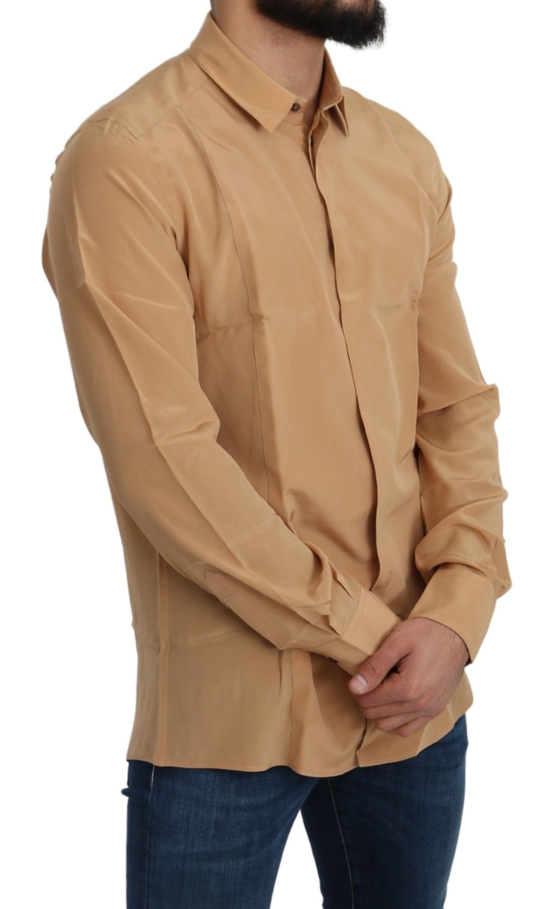 Dolce & Gabbana Yellow 100% Silk GOLD Top Slim Shirt - Whispers Of Wisdom Clothing