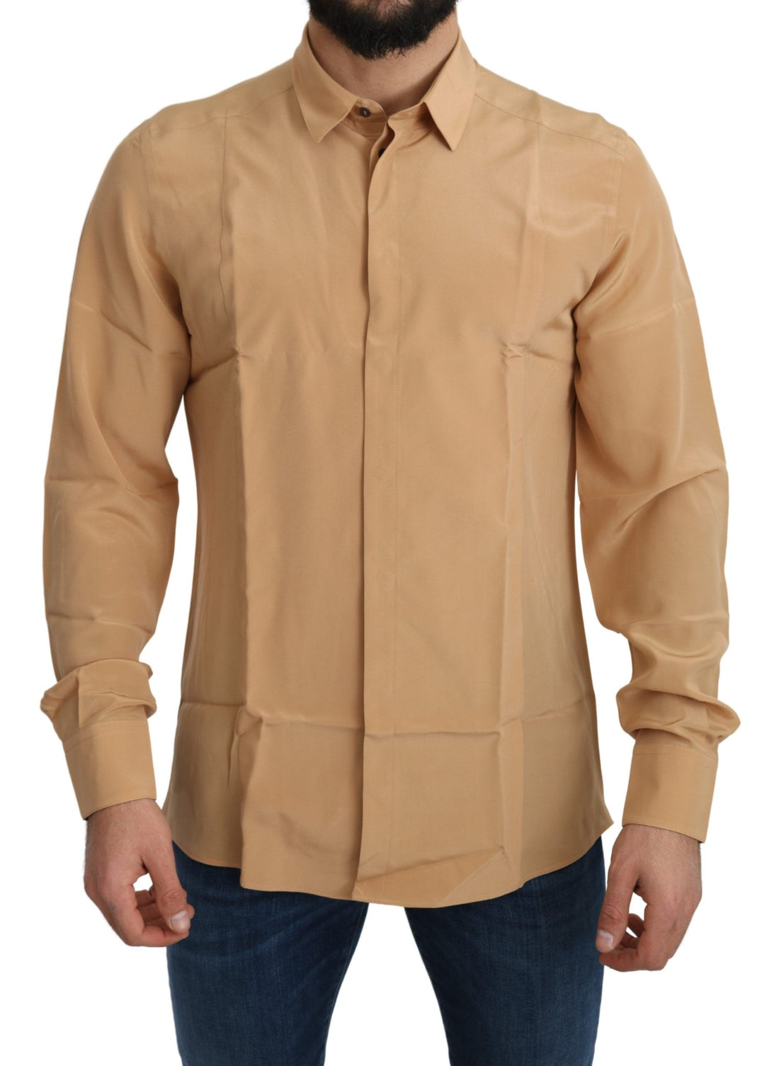 Dolce & Gabbana Yellow 100% Silk GOLD Top Slim Shirt - Whispers Of Wisdom Clothing