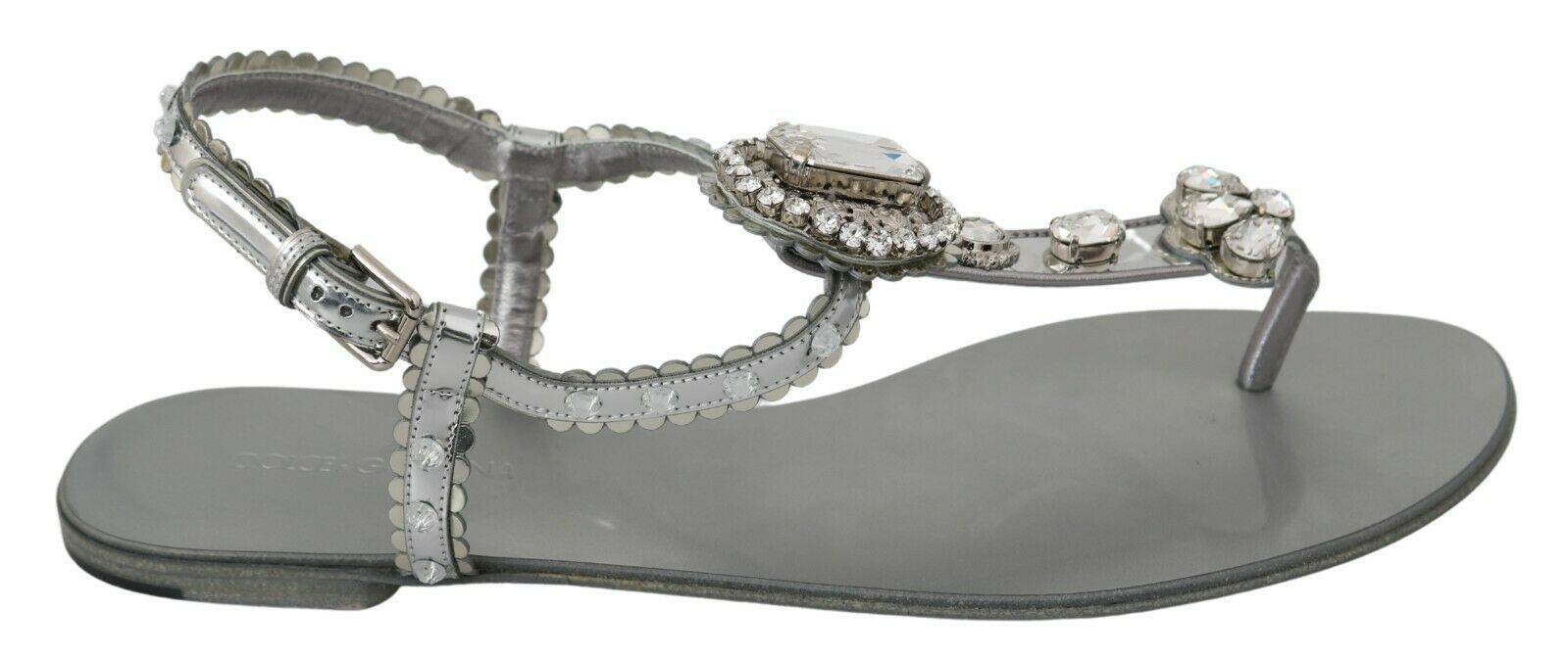 Dolce & Gabbana Silver Crystal Sandals Flip Flops Shoes - Whispers Of Wisdom Clothing