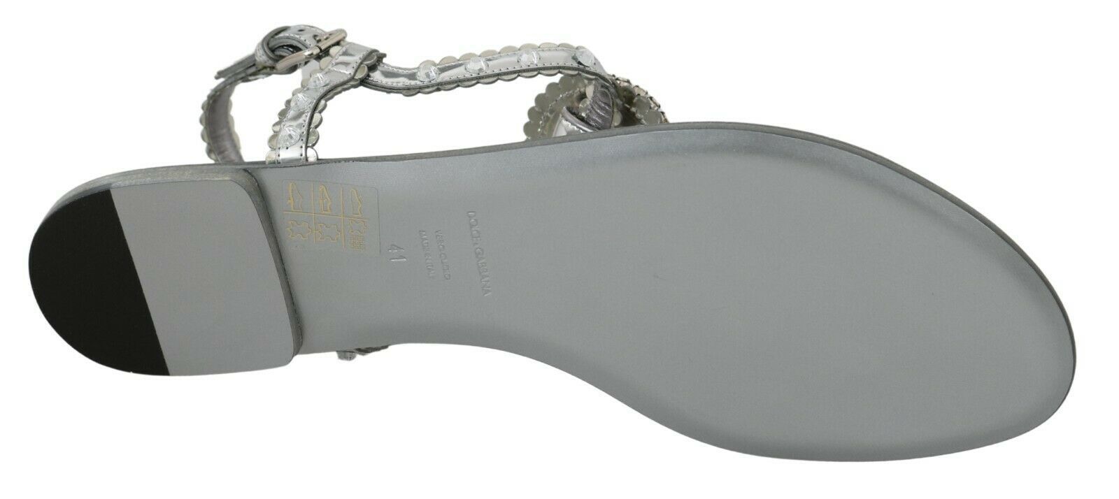 Dolce & Gabbana Silver Crystal Sandals Flip Flops Shoes - Whispers Of Wisdom Clothing