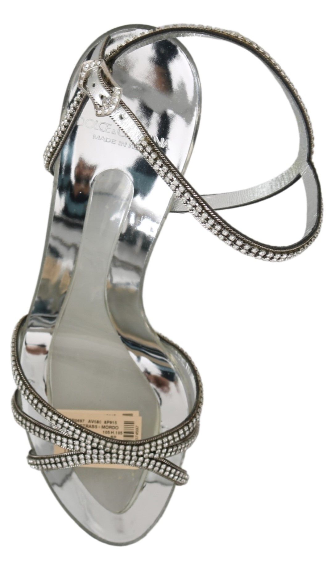 Dolce & Gabbana Silver Crystal Ankle Strap Sandals Shoes - Whispers Of Wisdom Clothing