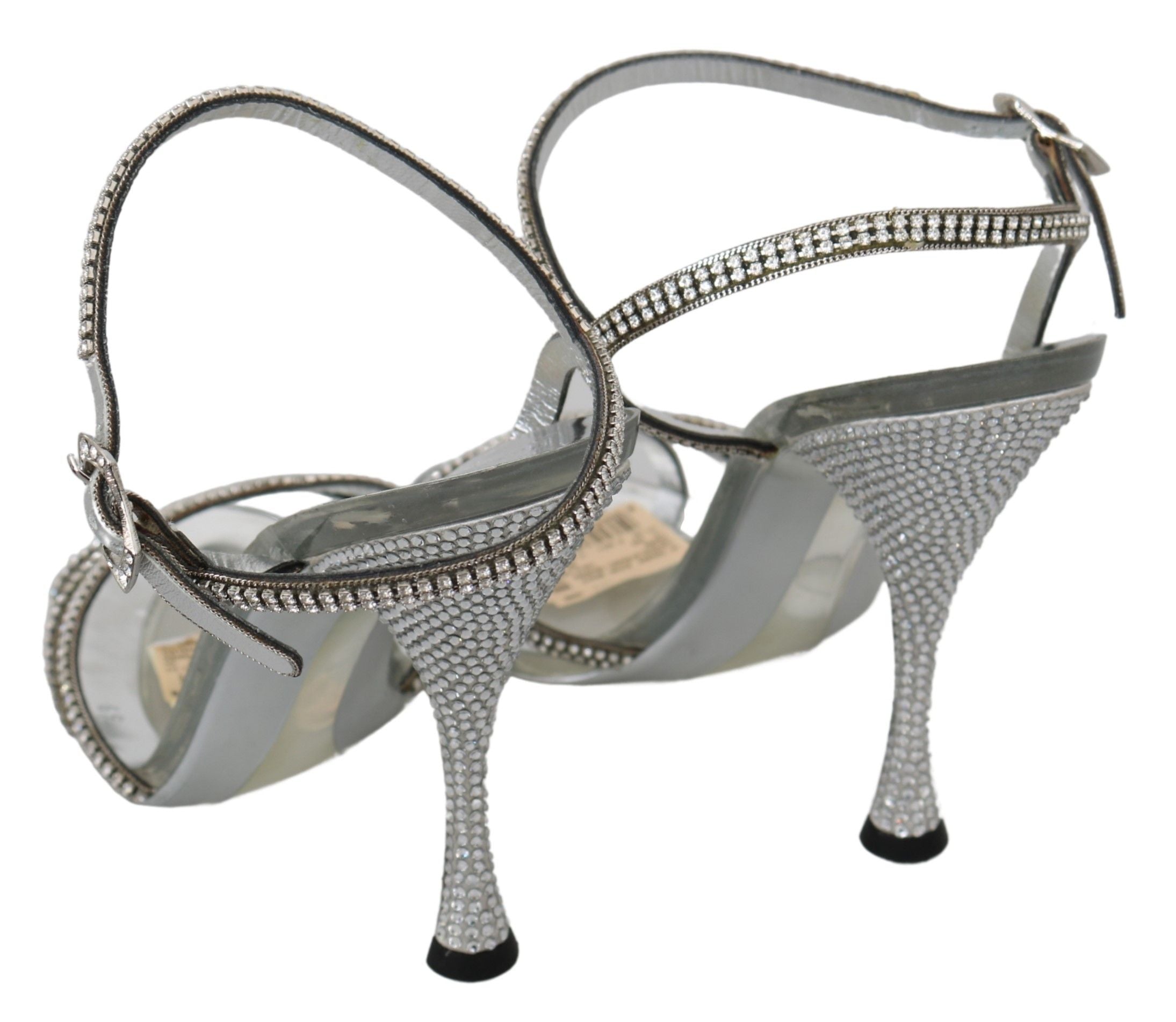 Dolce & Gabbana Silver Crystal Ankle Strap Sandals Shoes - Whispers Of Wisdom Clothing