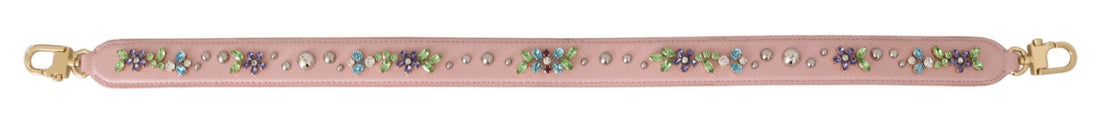 Dolce & Gabbana Pink Leather Crystal Stud Accessory Shoulder Strap