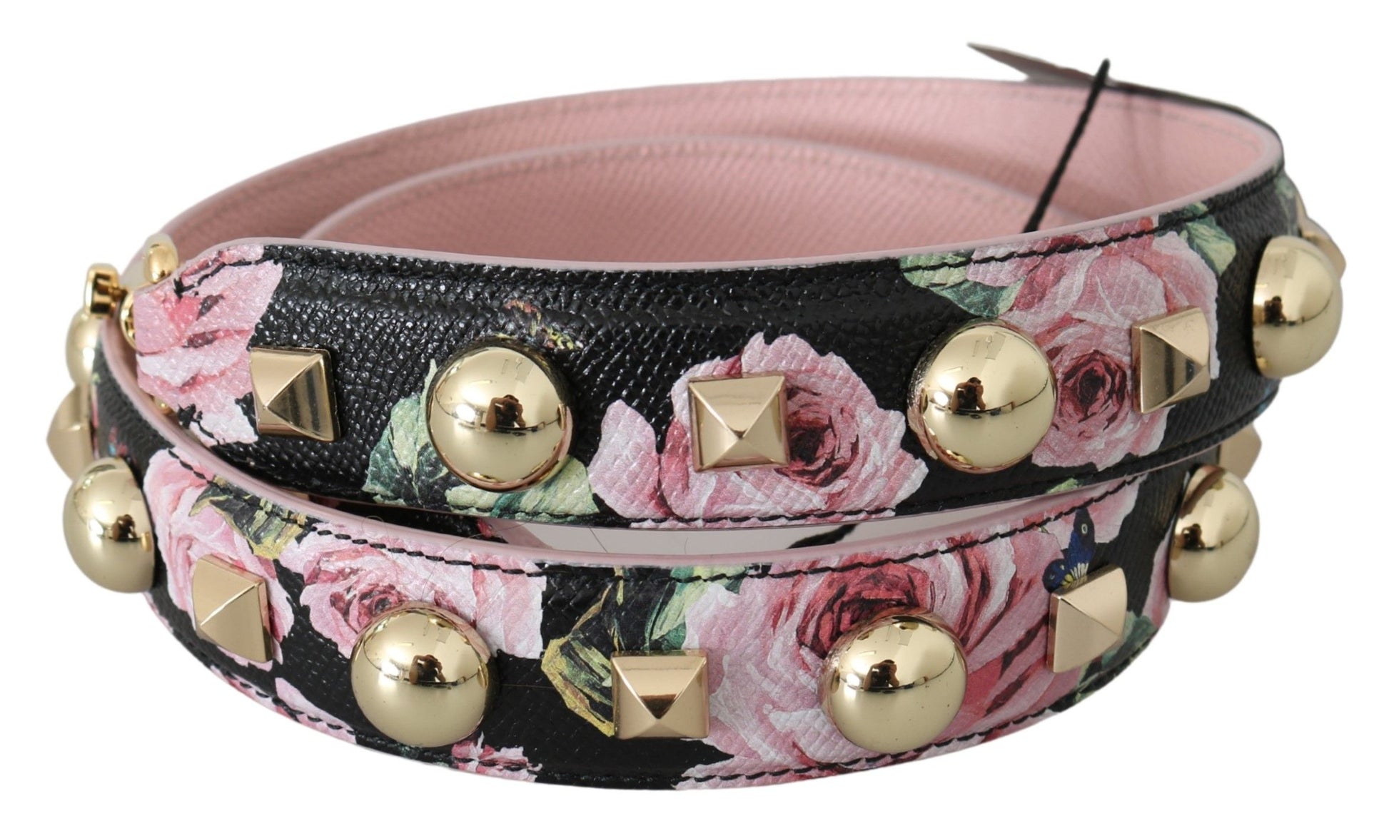 Dolce & Gabbana Pink Floral Leather Stud Accessory Shoulder Strap - Whispers Of Wisdom Clothing
