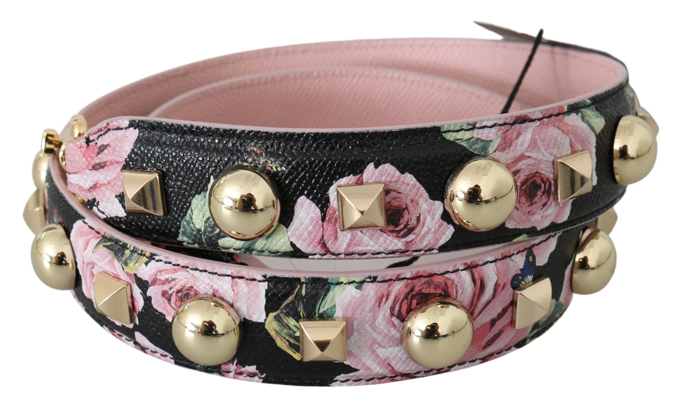 Dolce & Gabbana Pink Floral Leather Stud Accessory Shoulder Strap - Whispers Of Wisdom Clothing