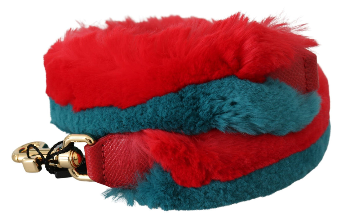Dolce & Gabbana Red Blue Rabbit Fur Leather Shoulder Strap - Whispers Of Wisdom Clothing