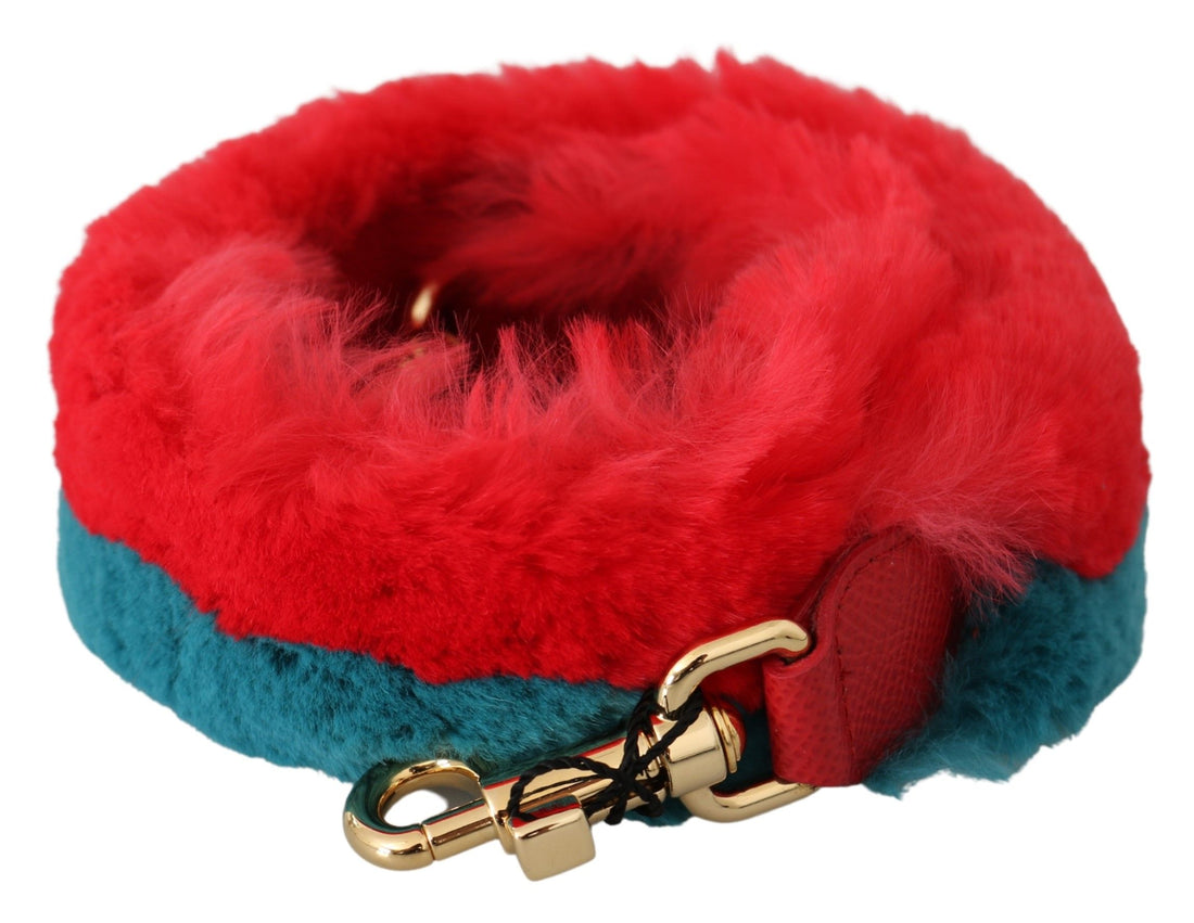 Dolce & Gabbana Red Blue Rabbit Fur Leather Shoulder Strap - Whispers Of Wisdom Clothing
